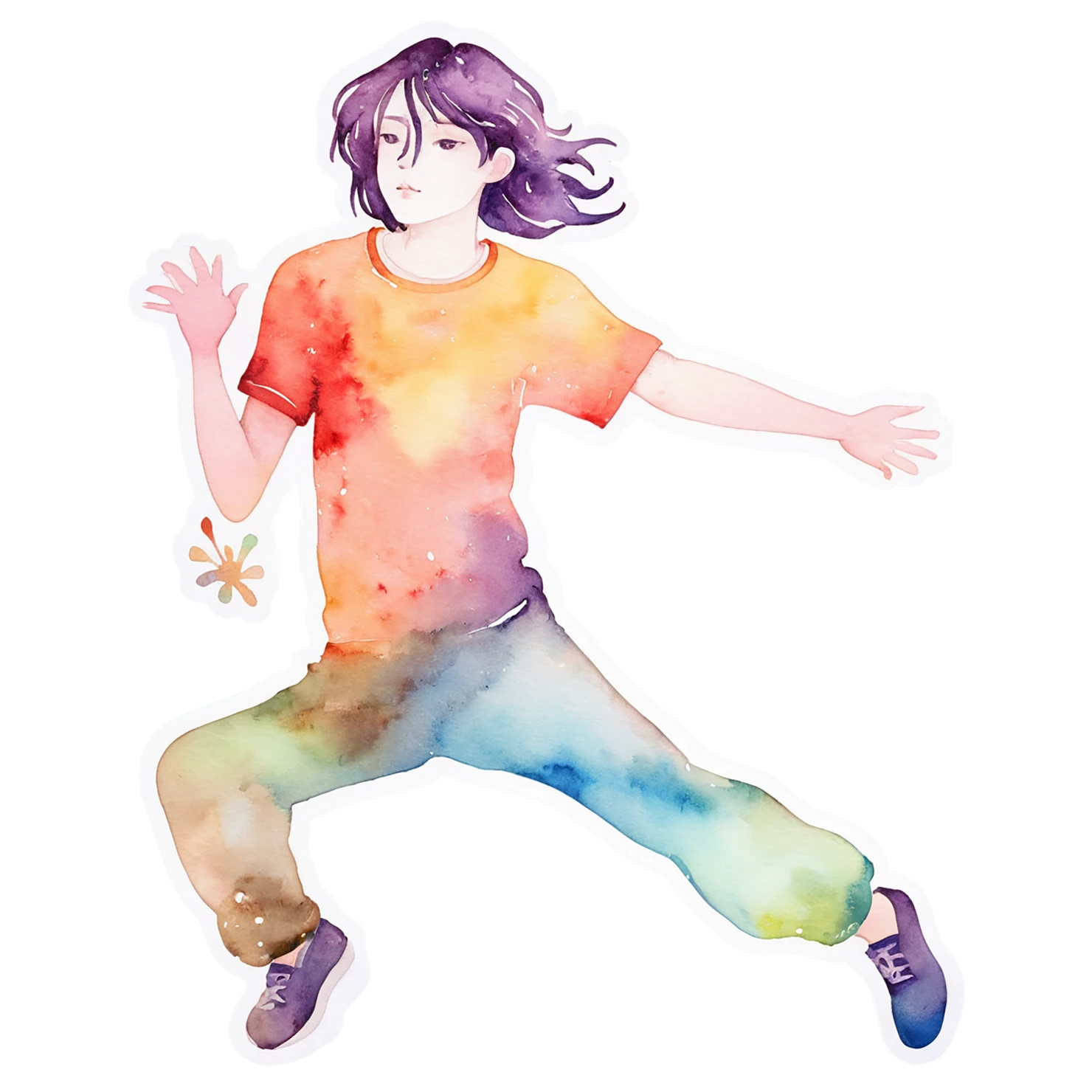 Boy watercolor sticker isolated on transparent background #13325