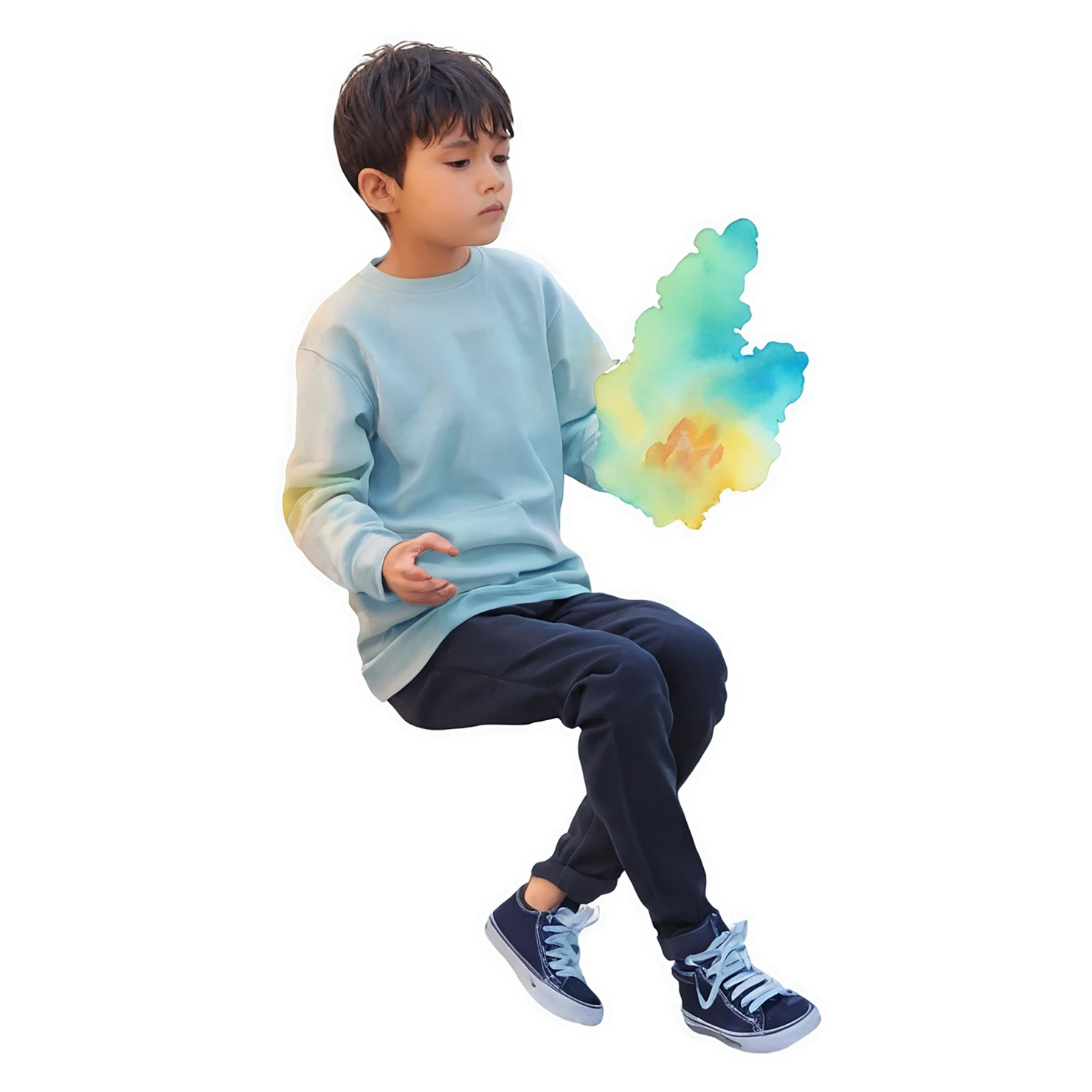 Boy watercolor sticker isolated on transparent background #13331