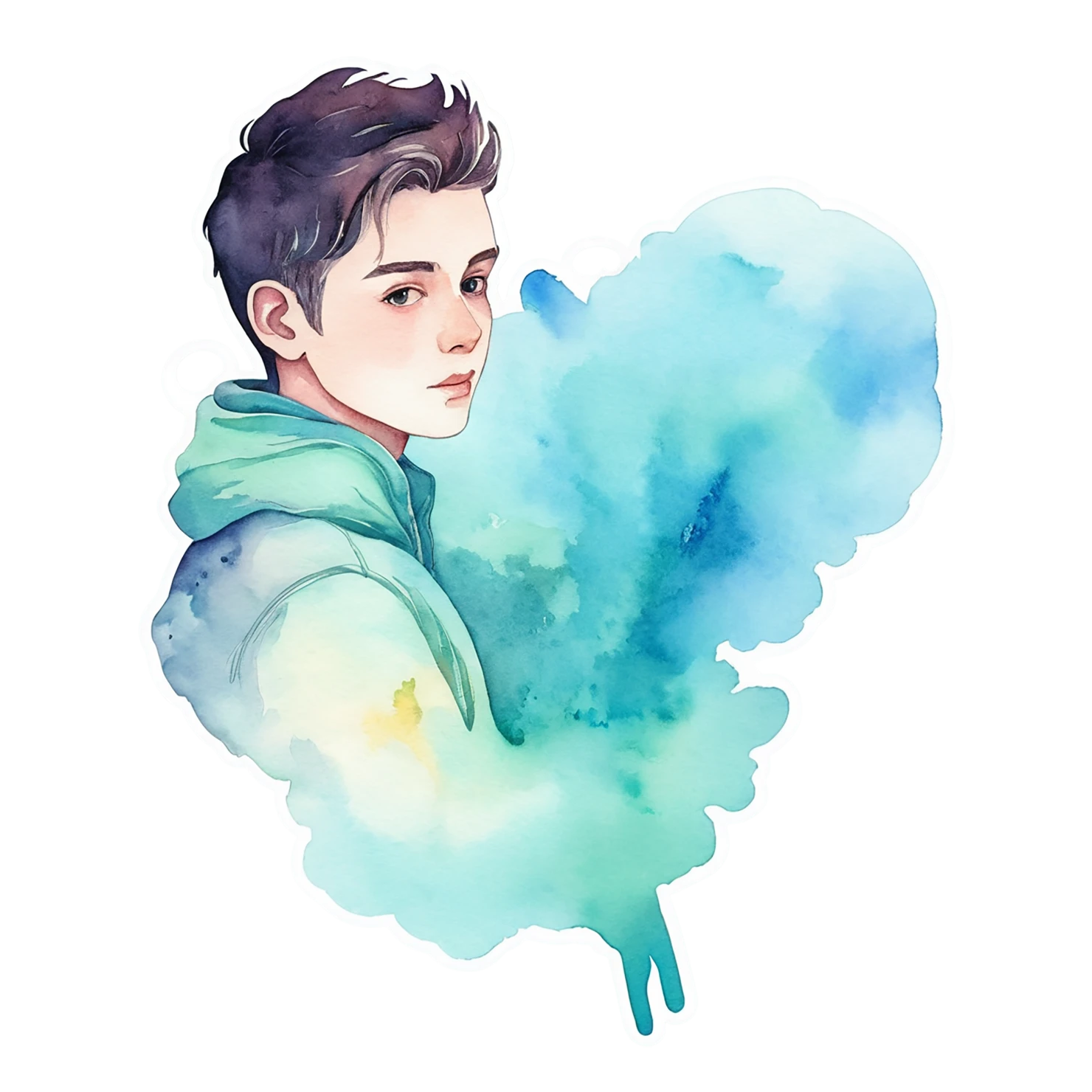 Boy watercolor sticker isolated on transparent background #13334