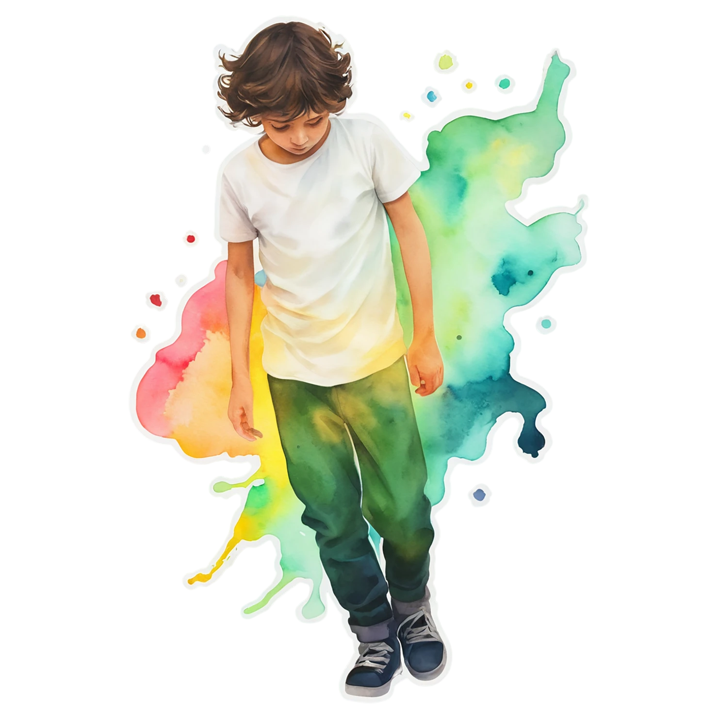 Boy watercolor sticker isolated on transparent background #13346