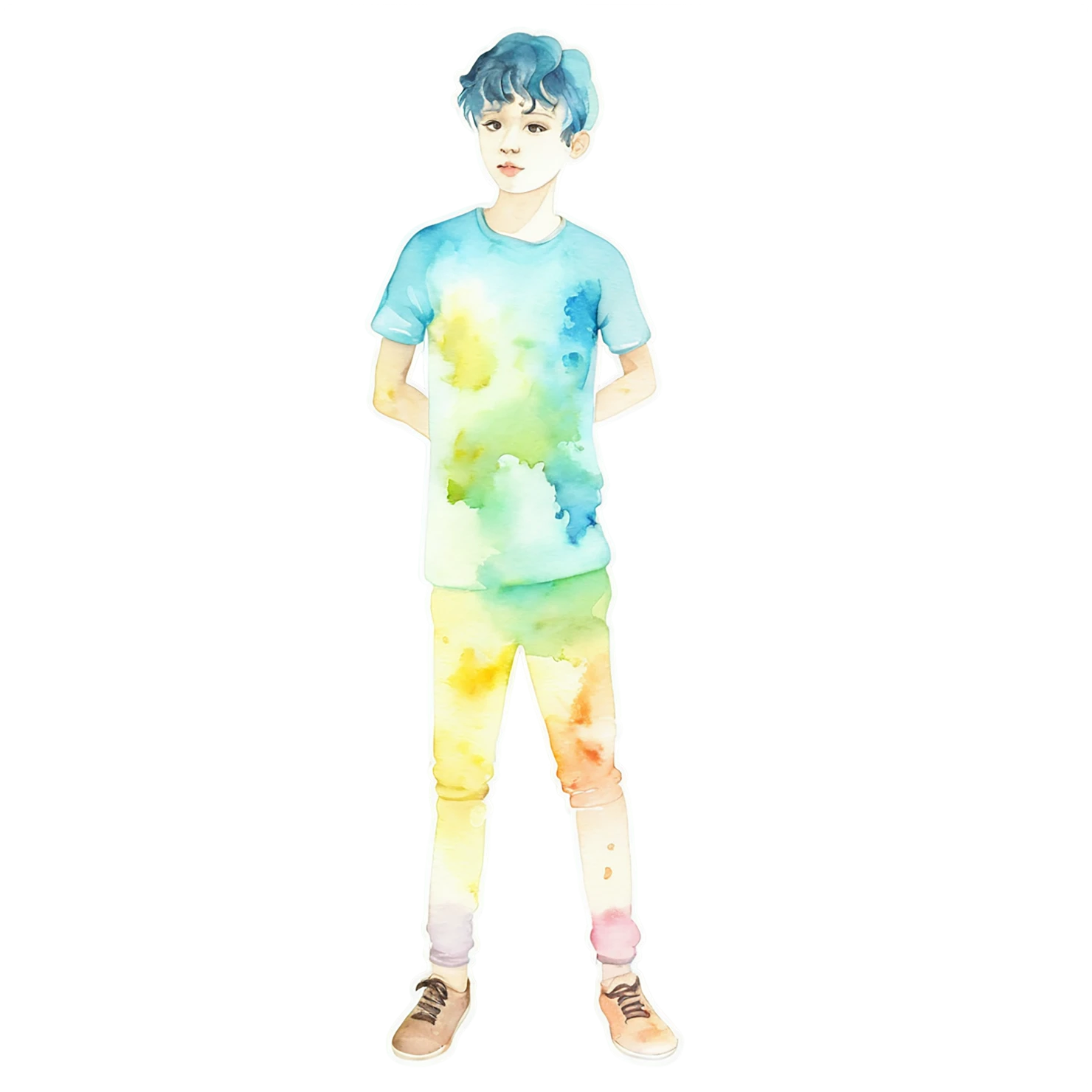 Boy watercolor sticker isolated on transparent background #13349