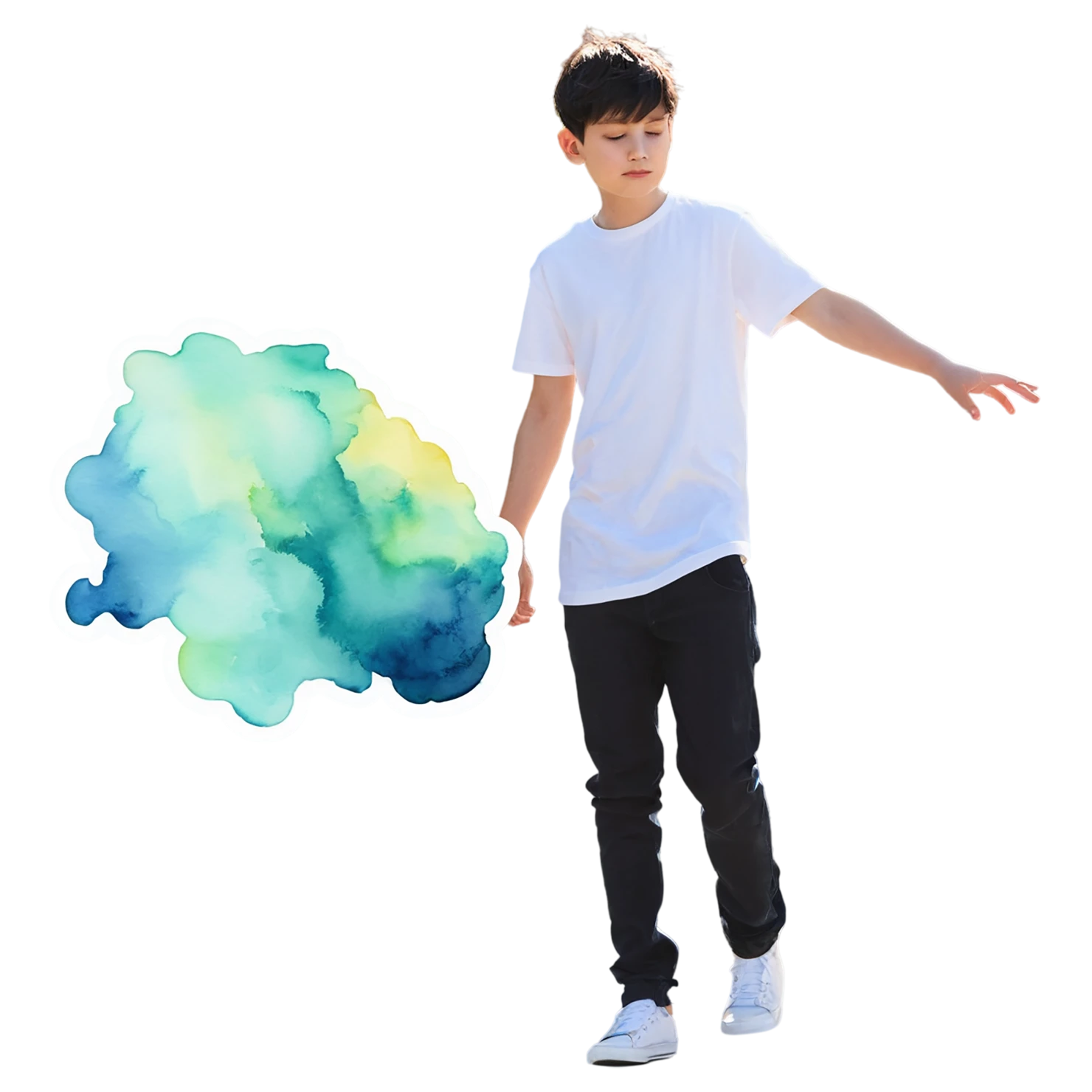 Boy watercolor sticker isolated on transparent background #13350