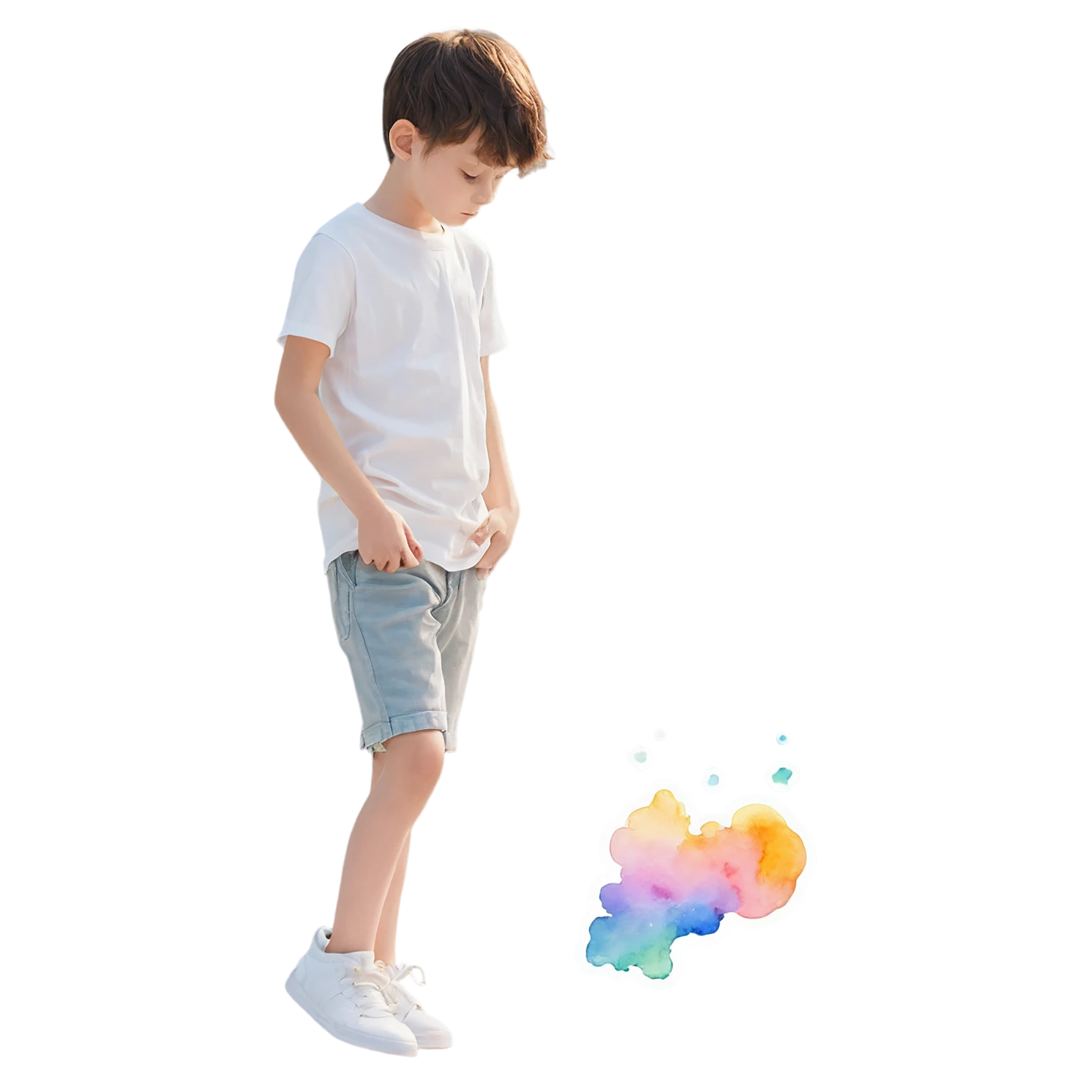 Boy watercolor sticker isolated on transparent background #13353