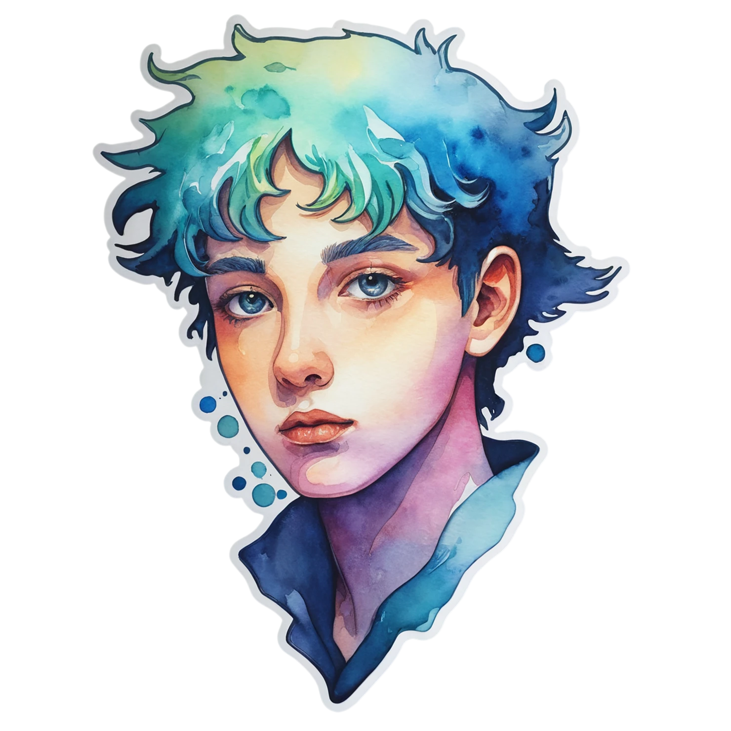 Boy watercolor sticker isolated on transparent background #13358
