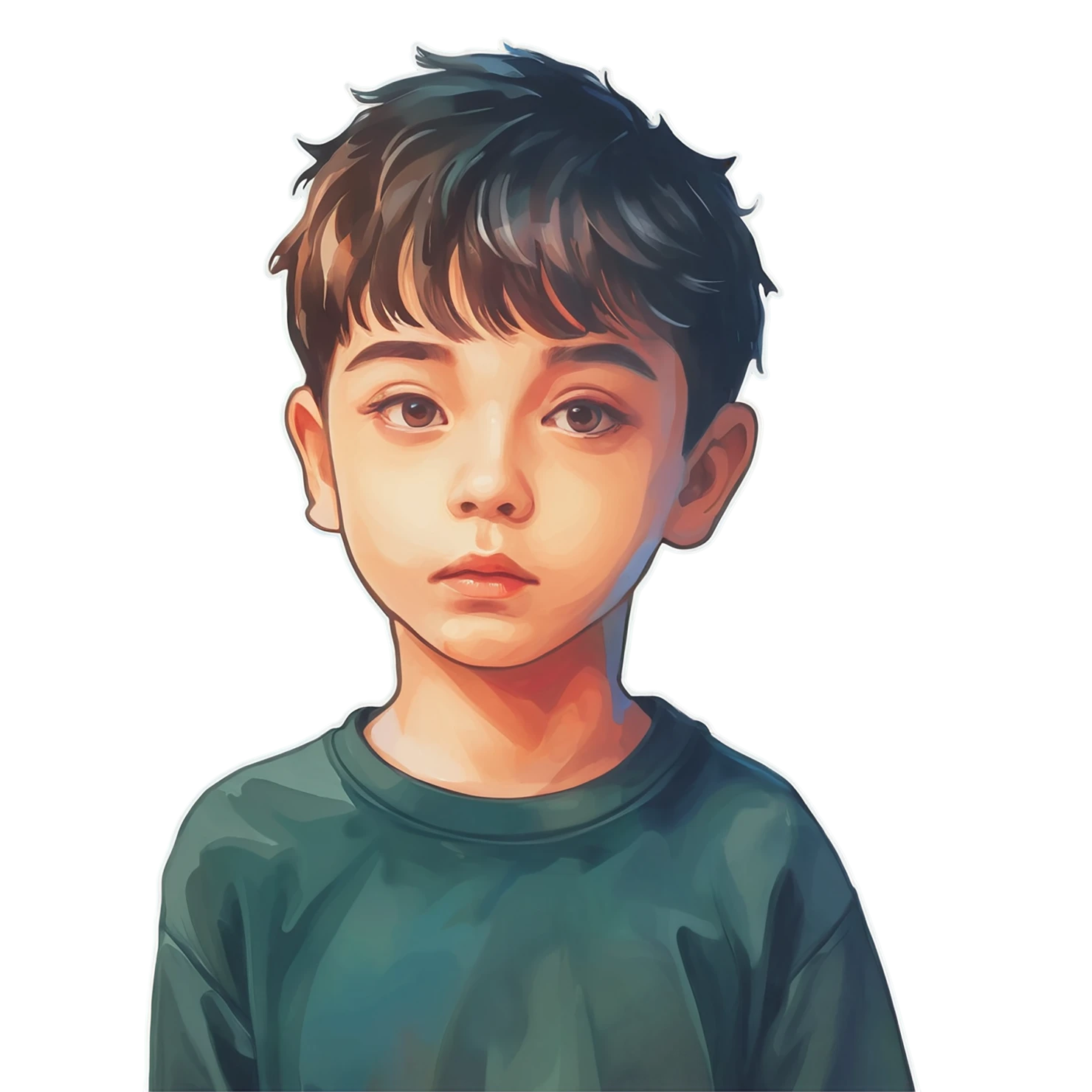 Boy watercolor sticker isolated on transparent background #13363