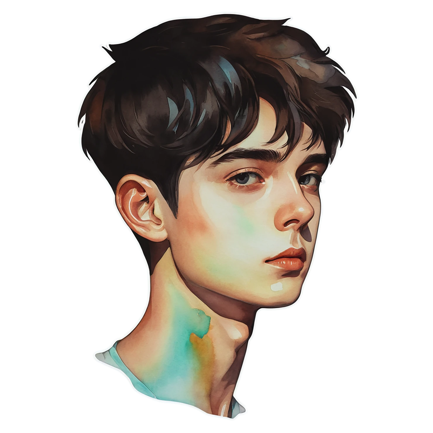 Boy watercolor sticker isolated on transparent background #13367