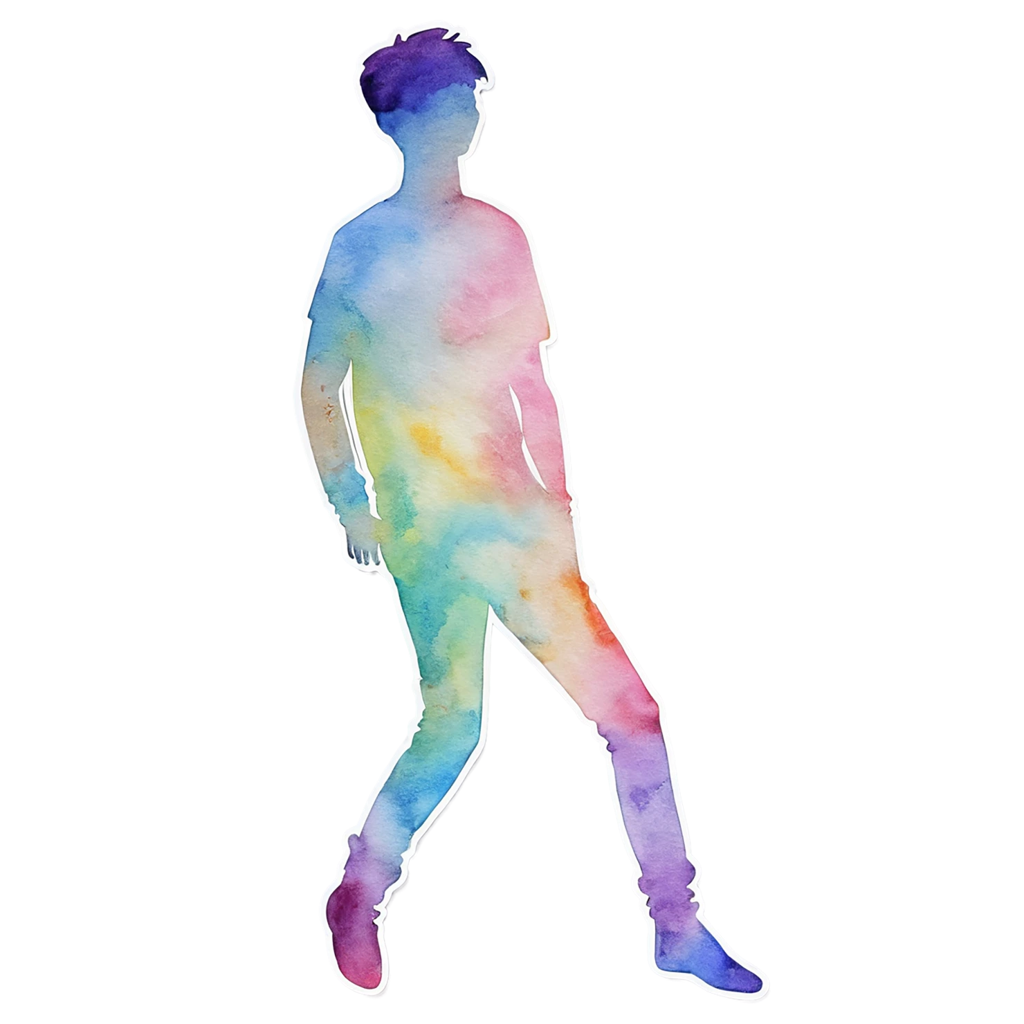 Boy watercolor sticker isolated on transparent background #13368