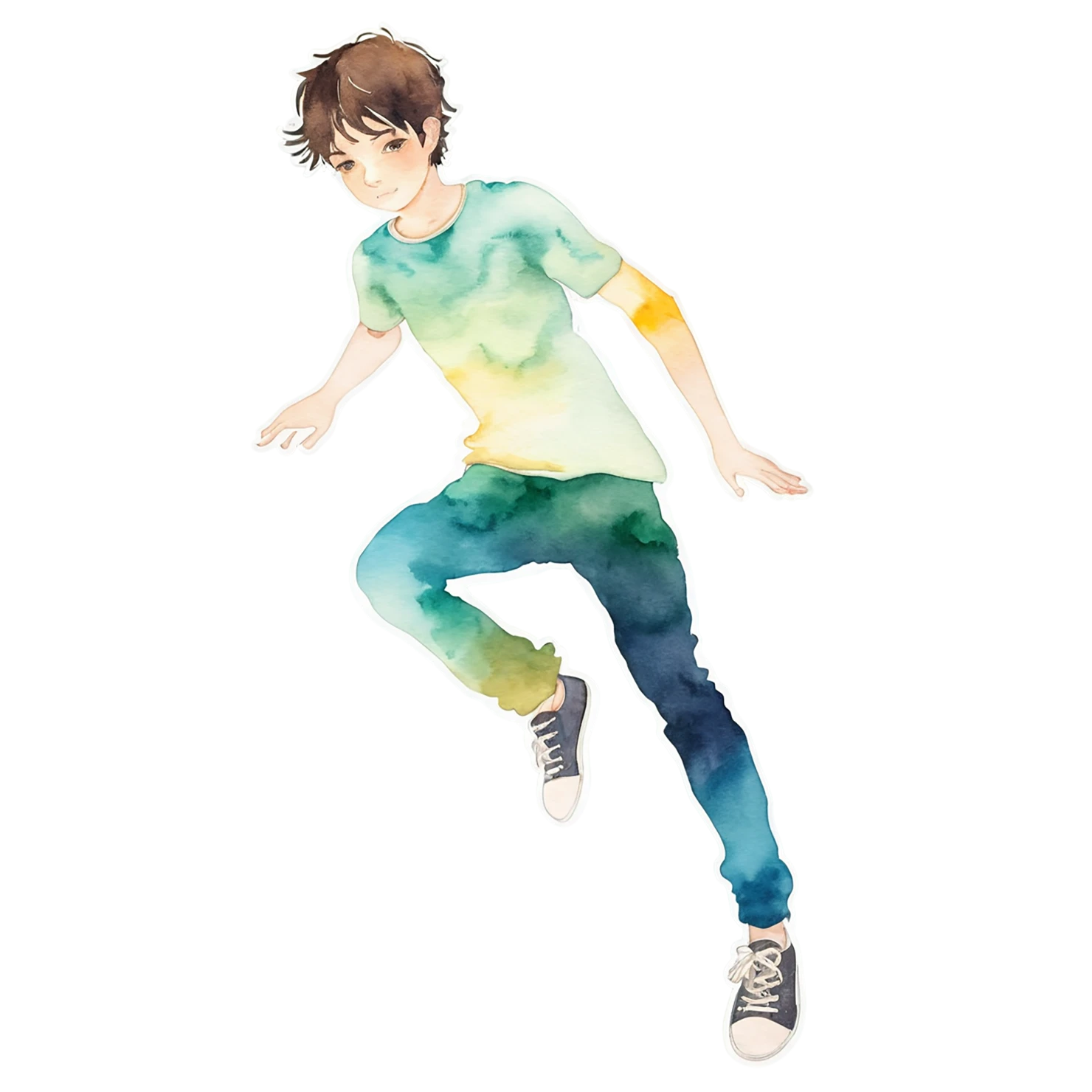 Boy watercolor sticker isolated on transparent background #13371