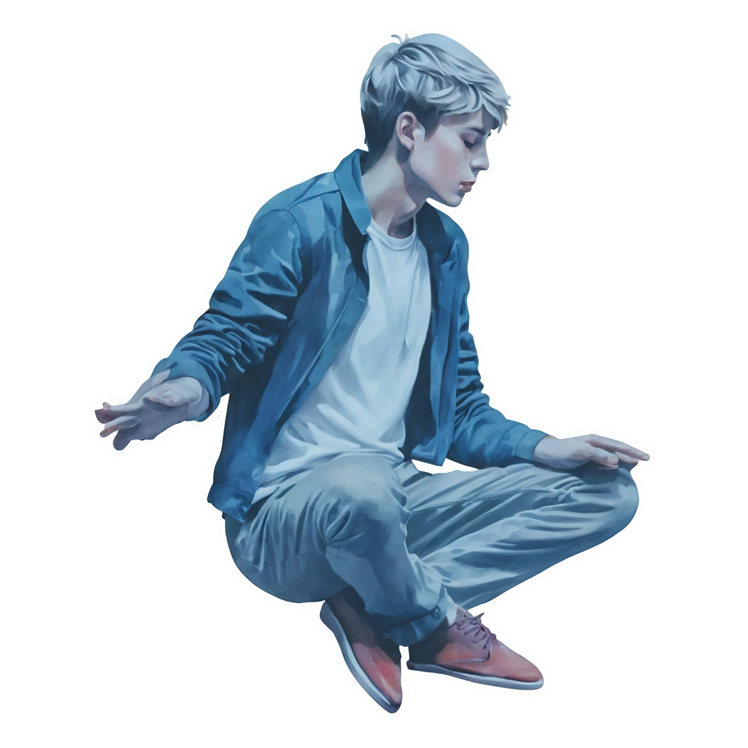 Boy watercolor sticker isolated on transparent background #13373