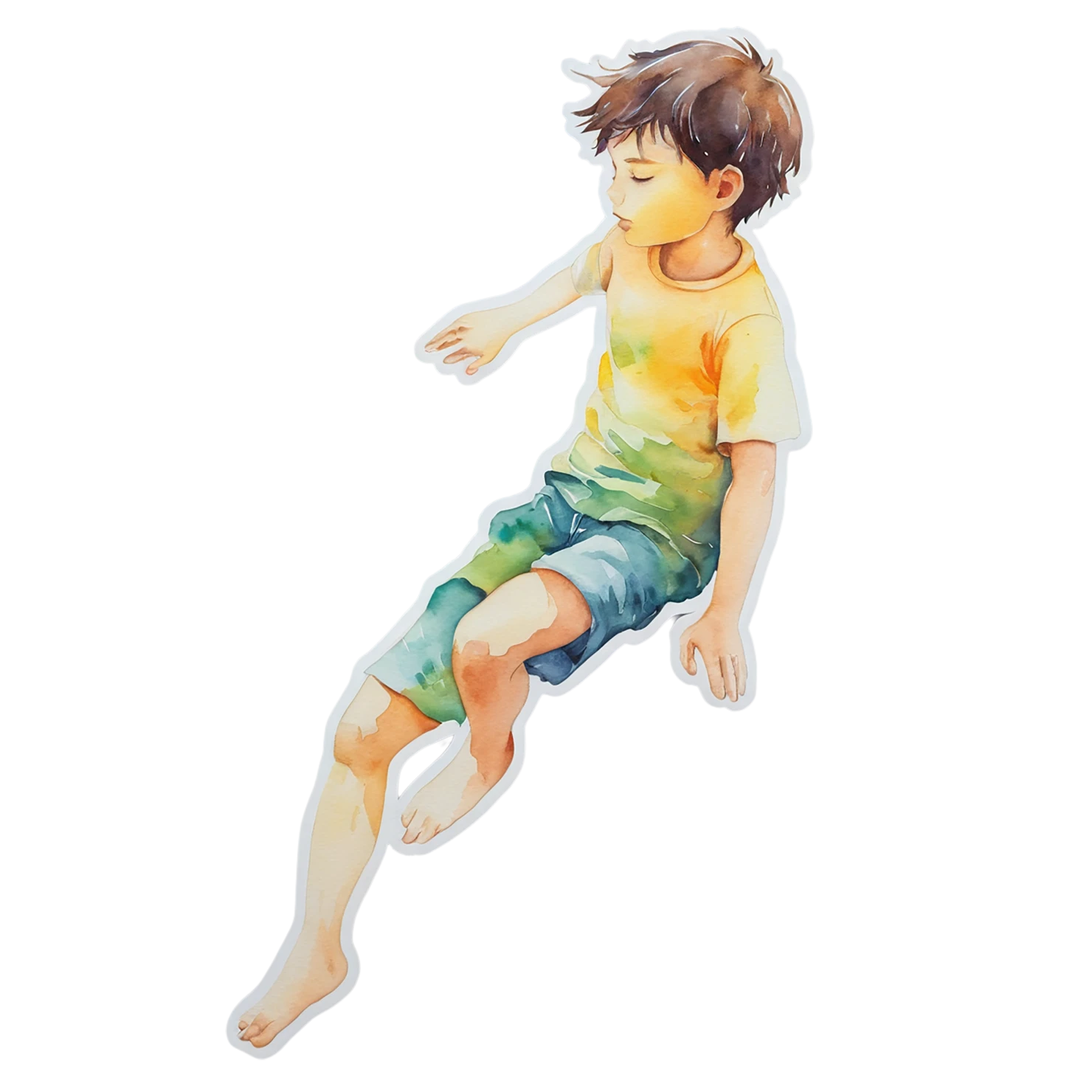 Boy watercolor sticker isolated on transparent background #13377