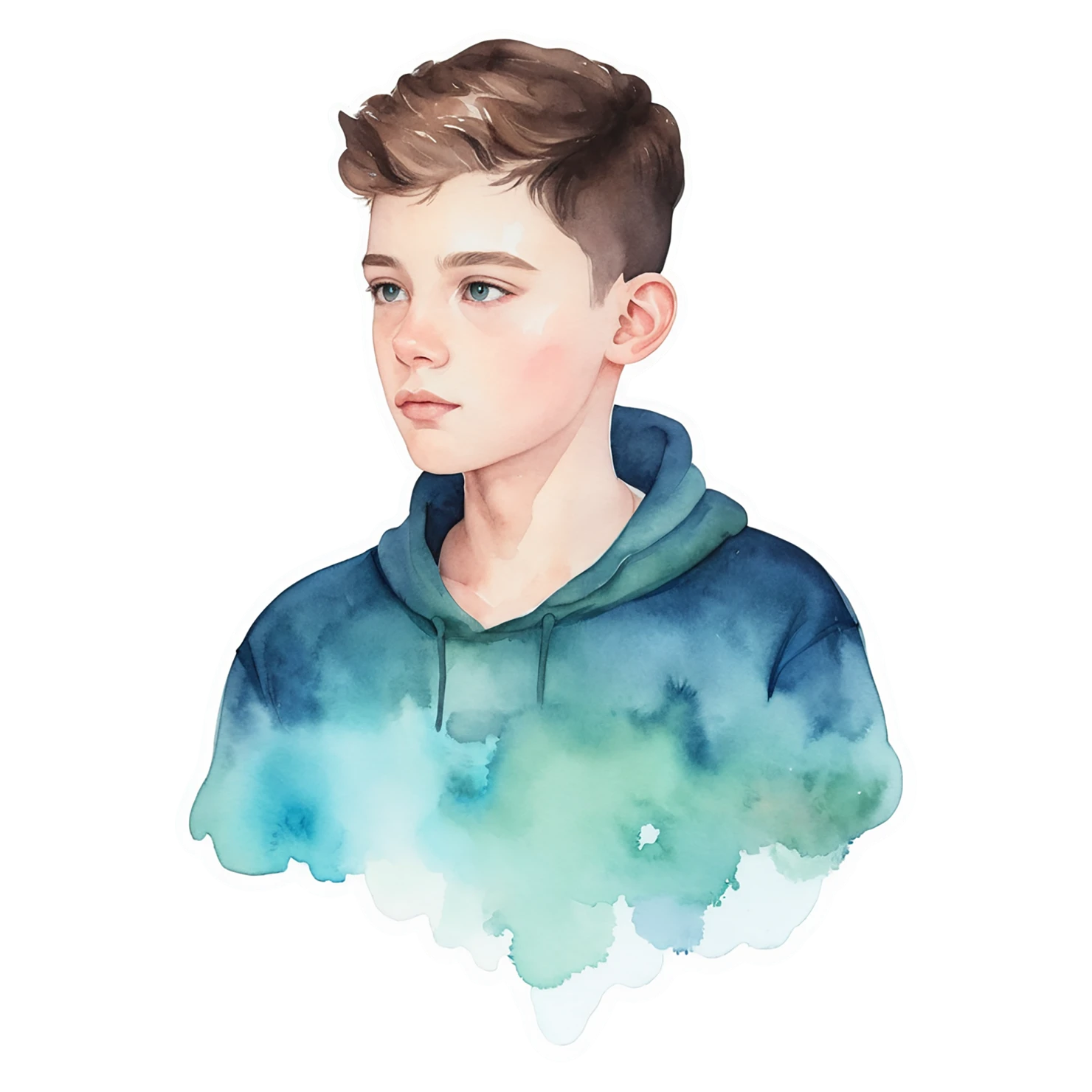 Boy watercolor sticker isolated on transparent background #13378