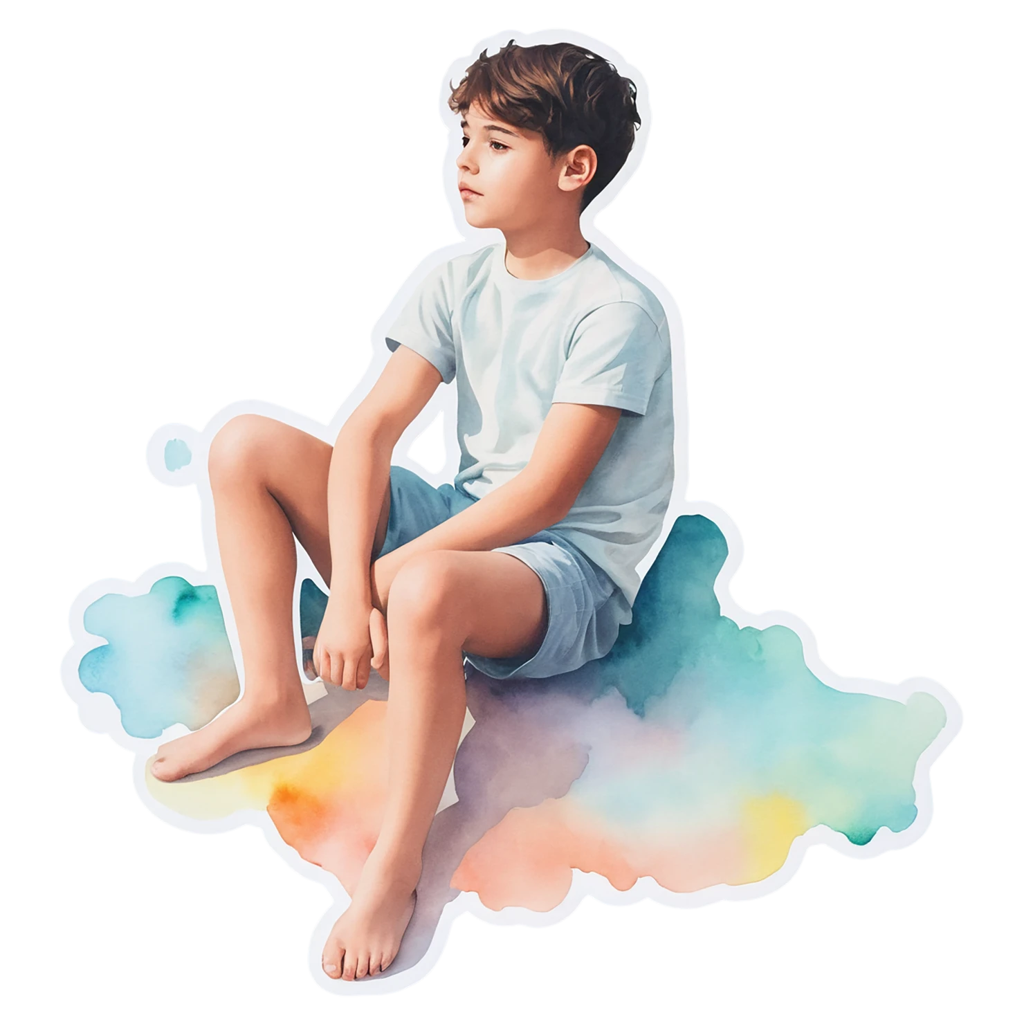 Boy watercolor sticker isolated on transparent background #13381
