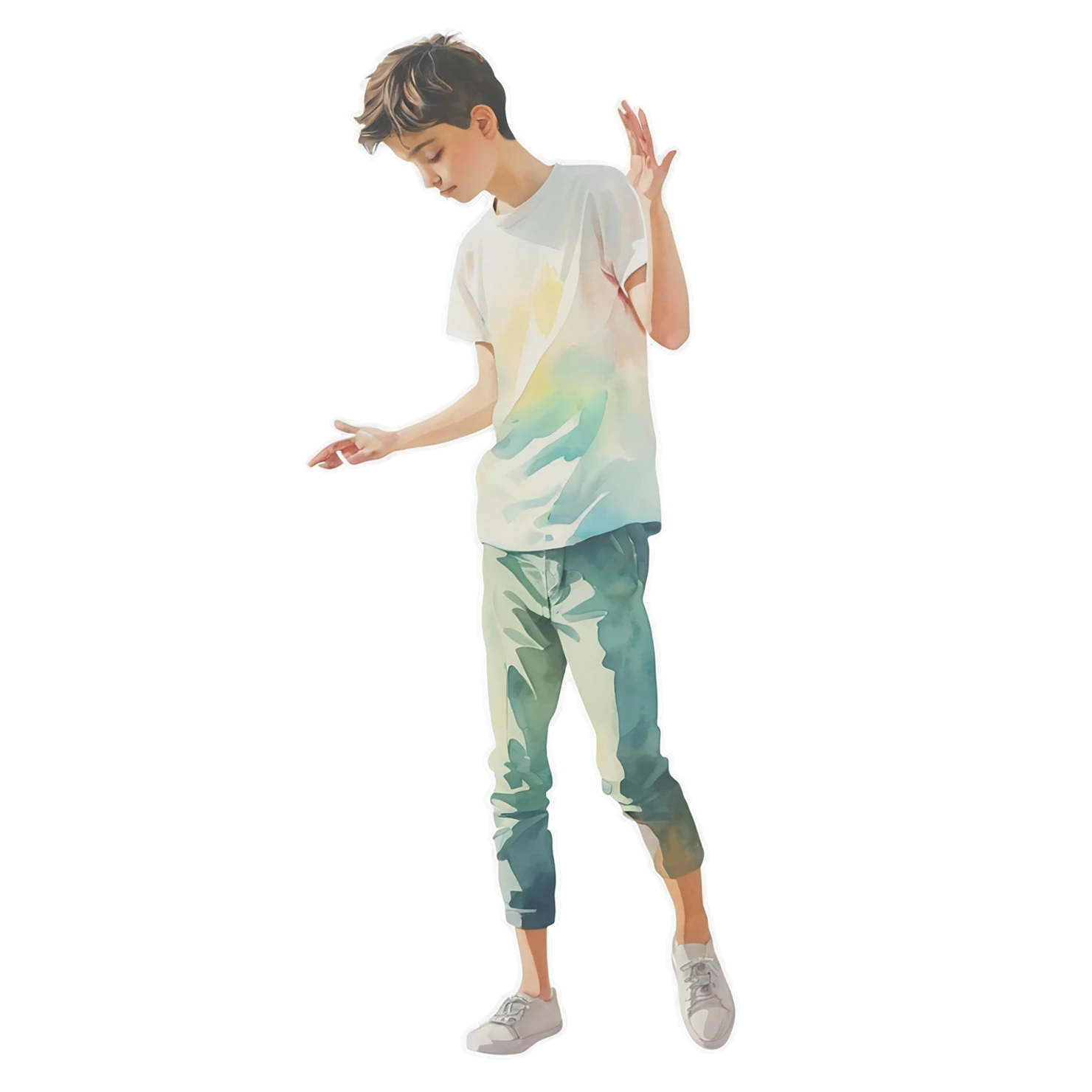 Boy watercolor sticker isolated on transparent background #13385