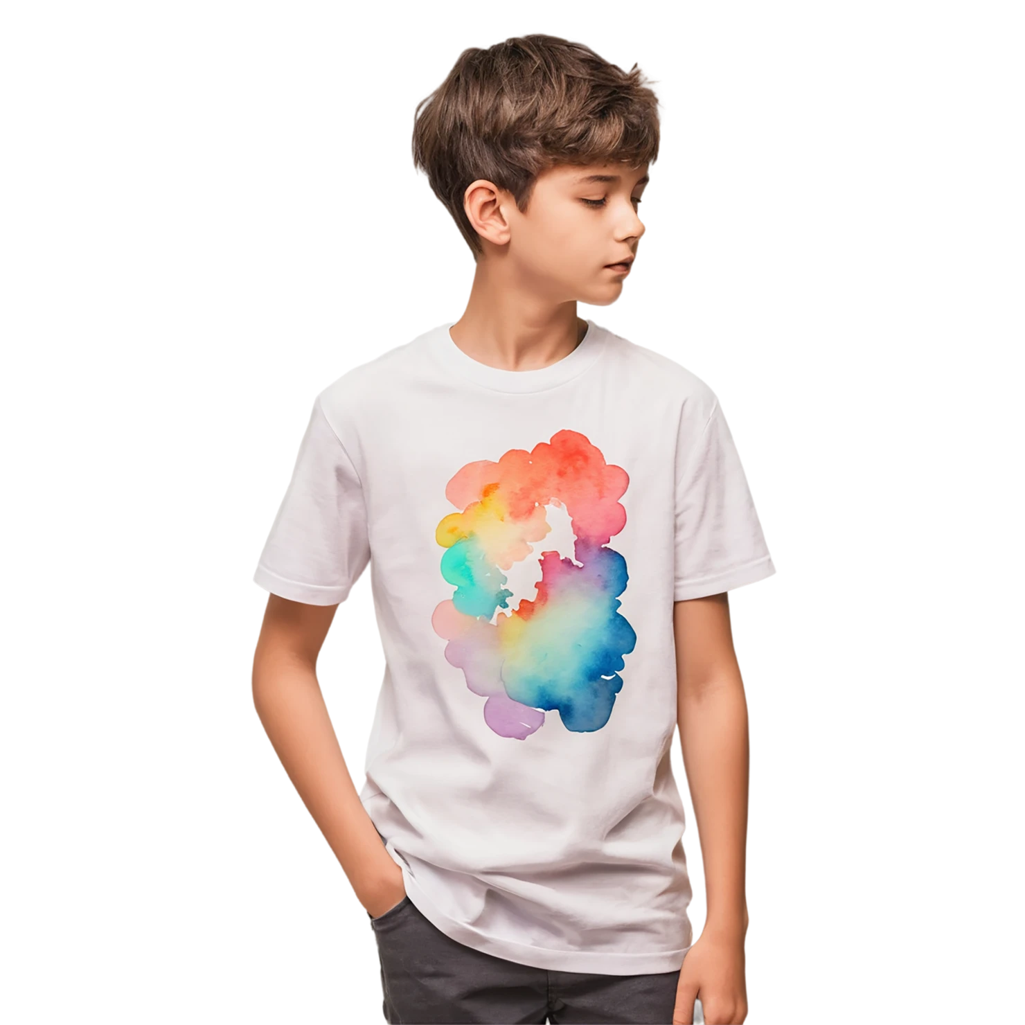 Boy watercolor sticker isolated on transparent background #13389
