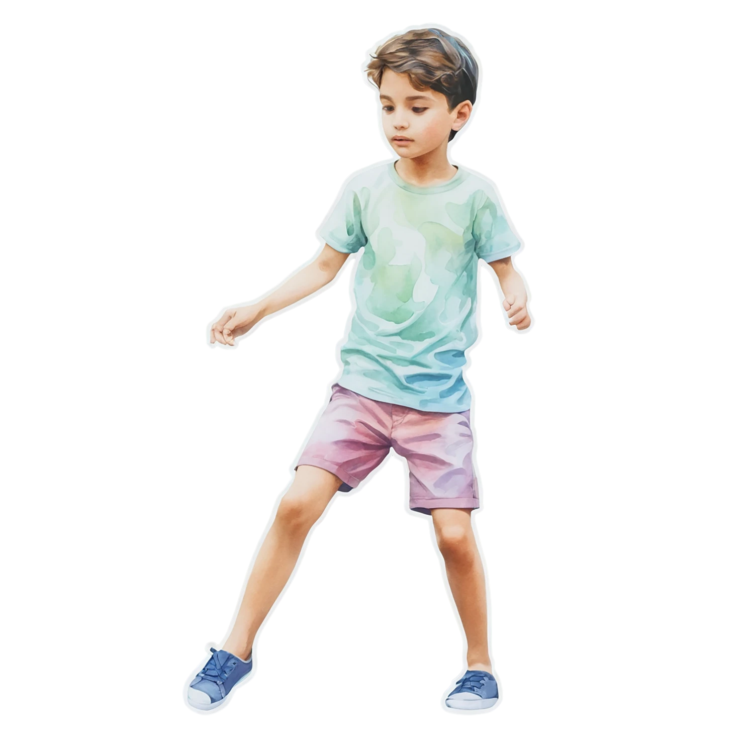Boy watercolor sticker isolated on transparent background #13390