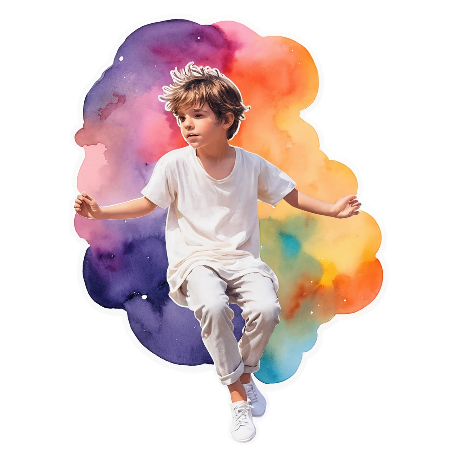 Boy watercolor sticker isolated on transparent background #13397