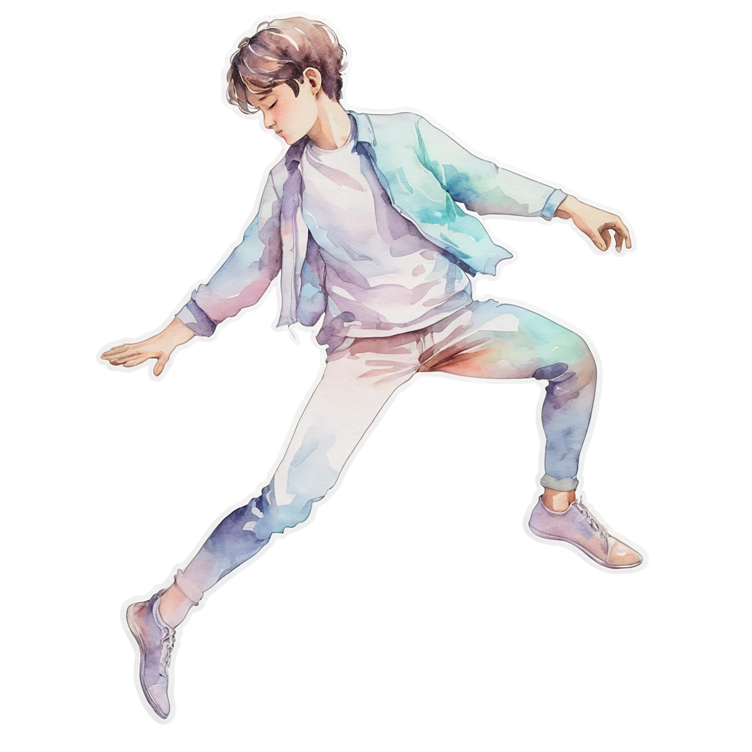 Boy watercolor sticker isolated on transparent background #13400