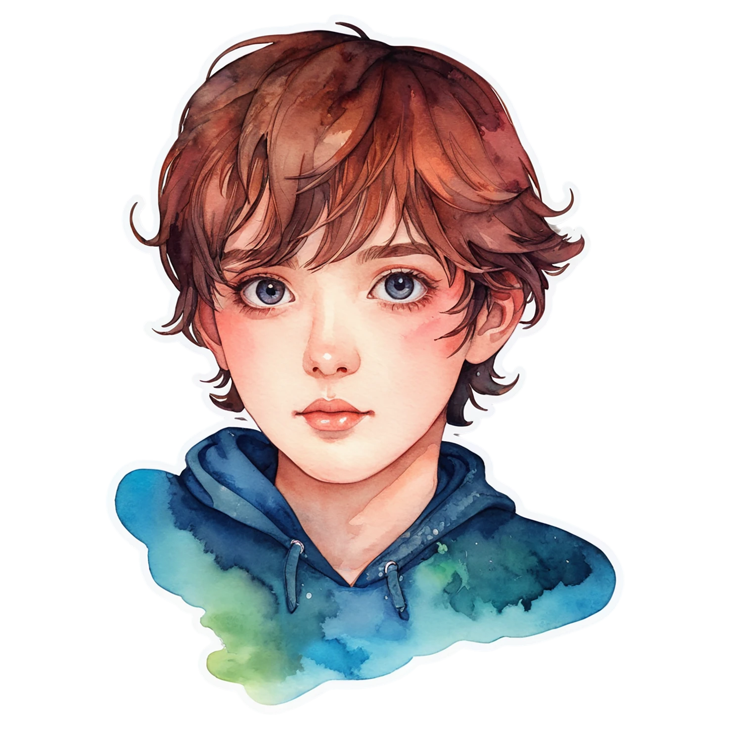 Boy watercolor sticker isolated on transparent background #13402