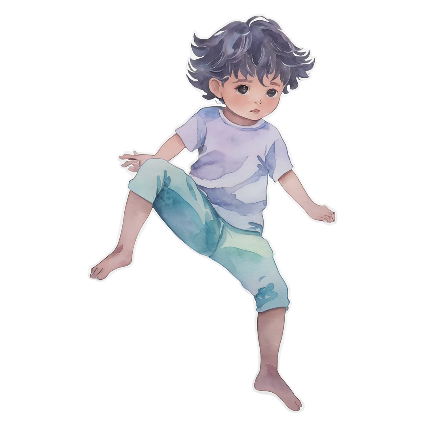Boy watercolor sticker isolated on transparent background #13406