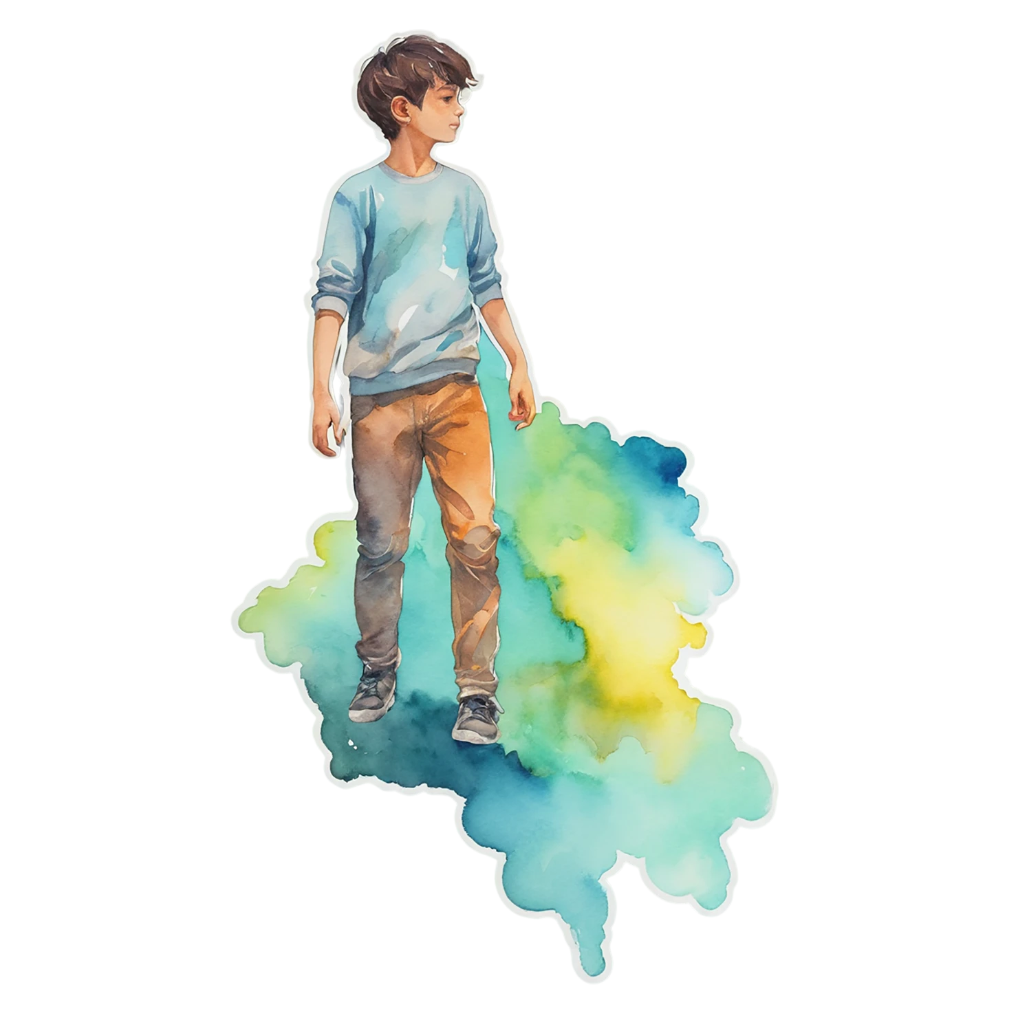 Boy watercolor sticker isolated on transparent background #13410