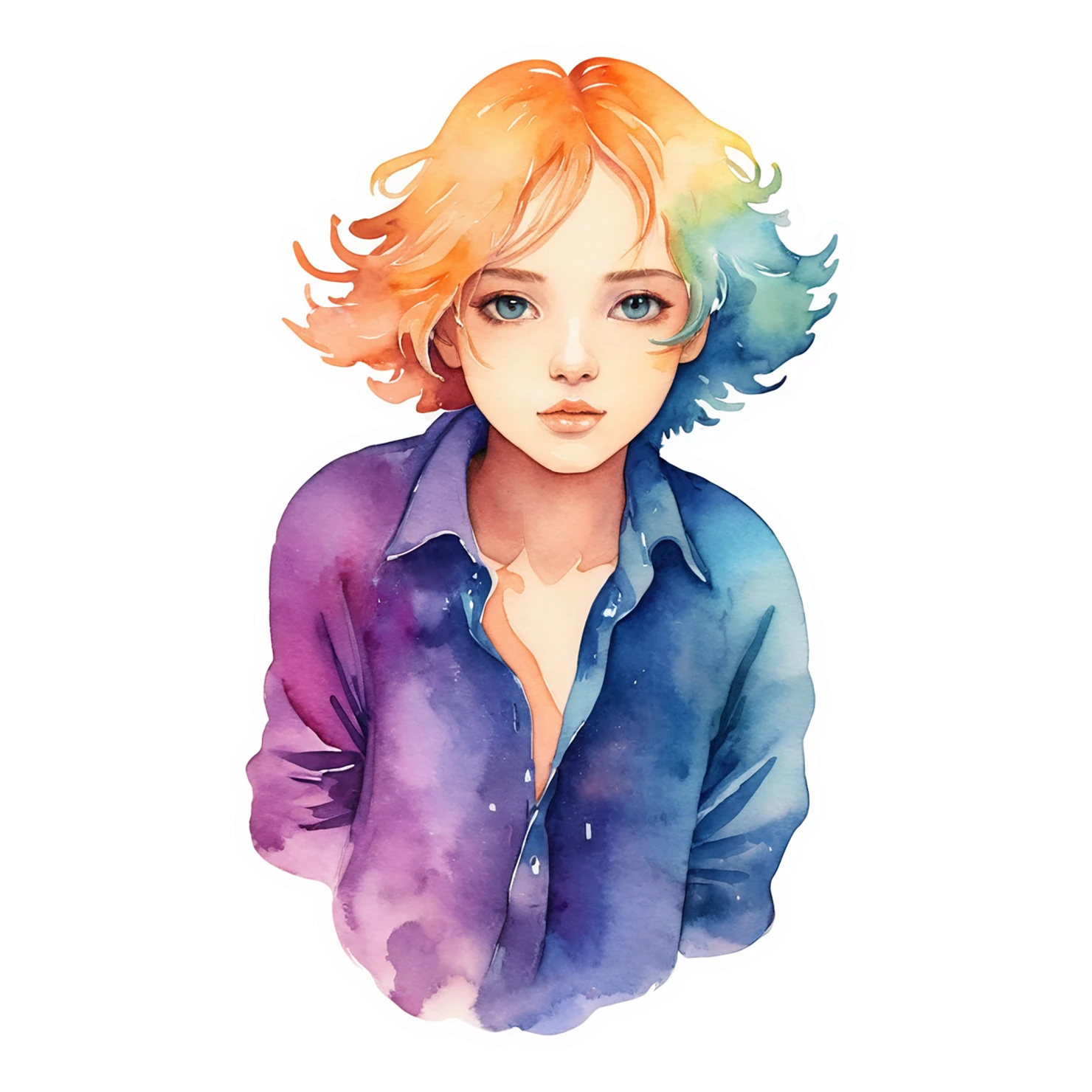 Boy watercolor sticker isolated on transparent background #13411
