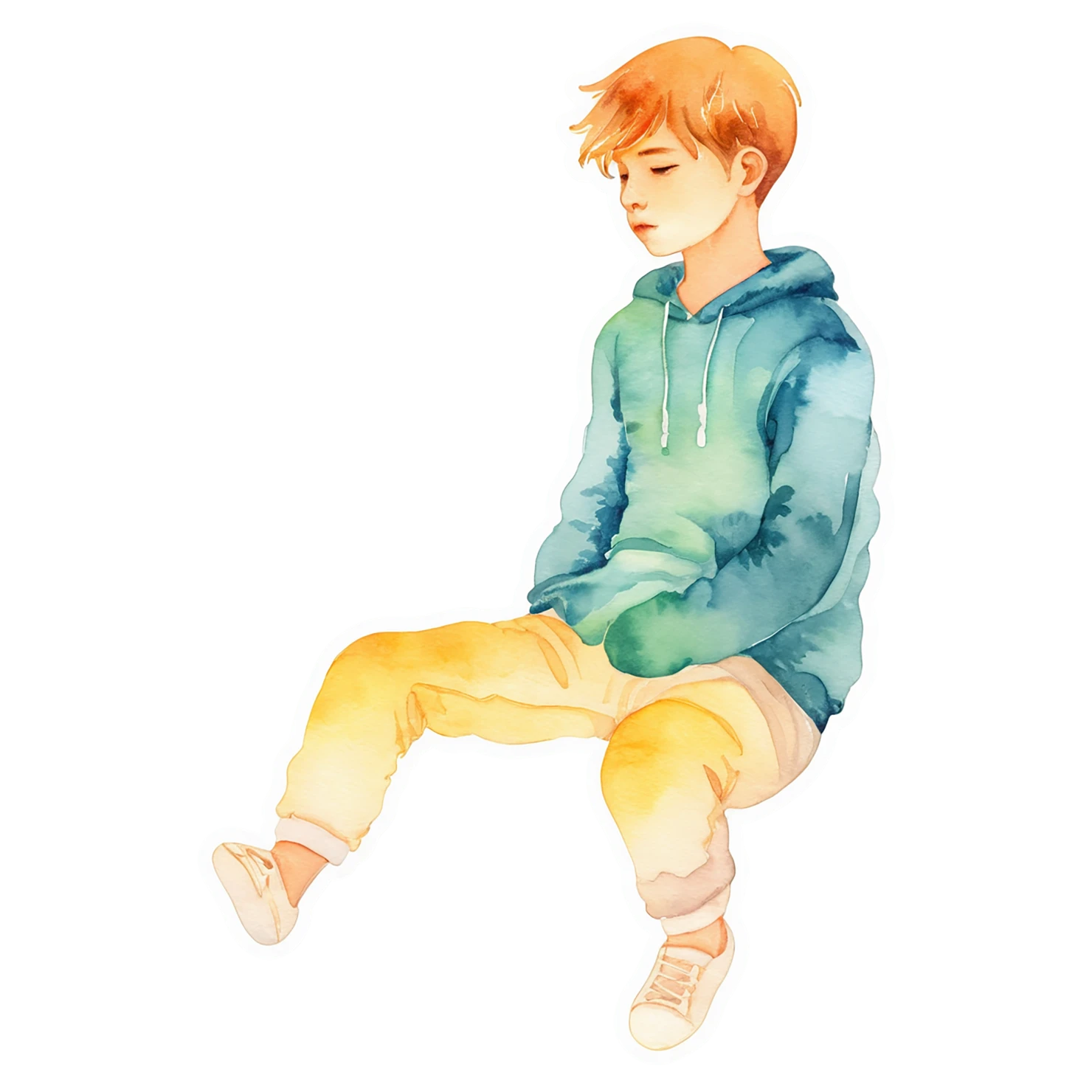 Boy watercolor sticker isolated on transparent background #13412