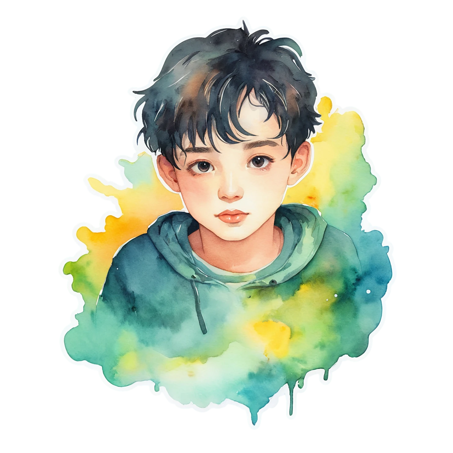 Boy watercolor sticker isolated on transparent background #13415