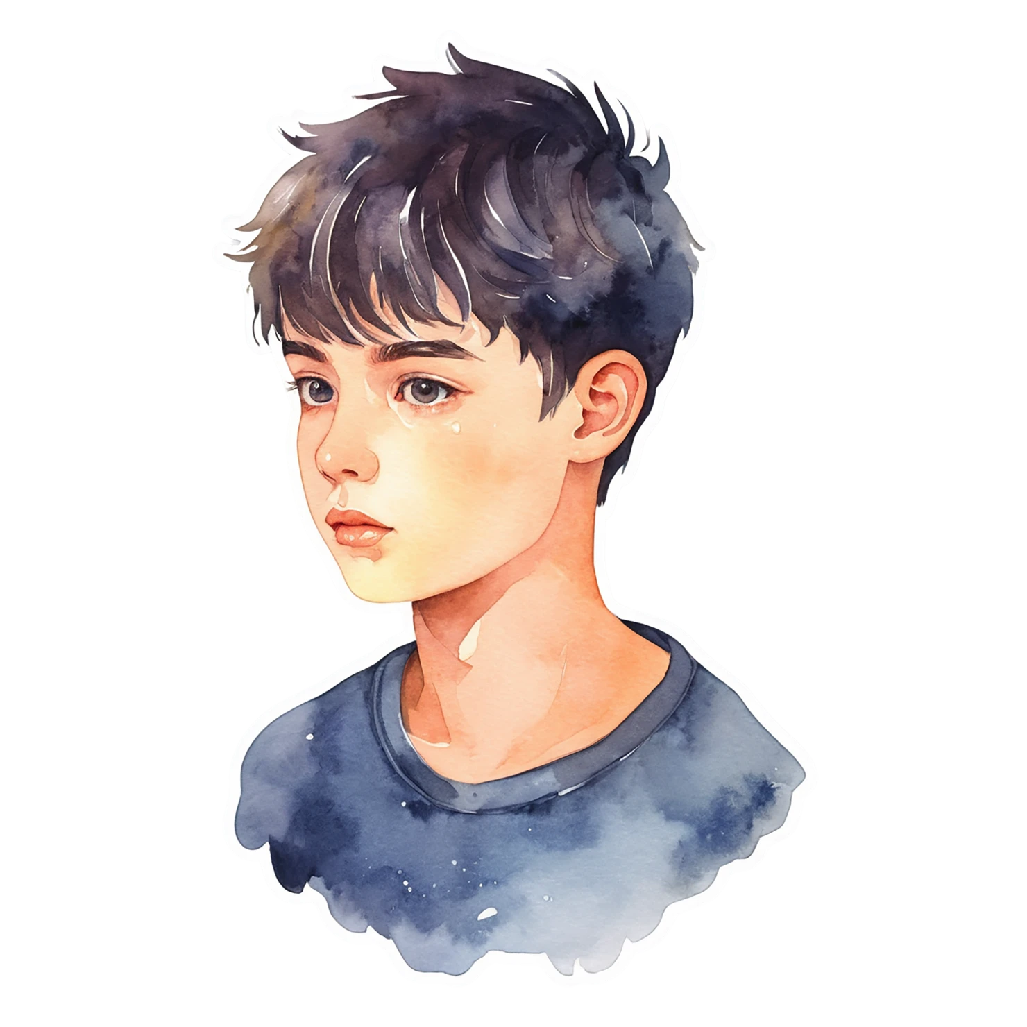 Boy watercolor sticker isolated on transparent background #13416