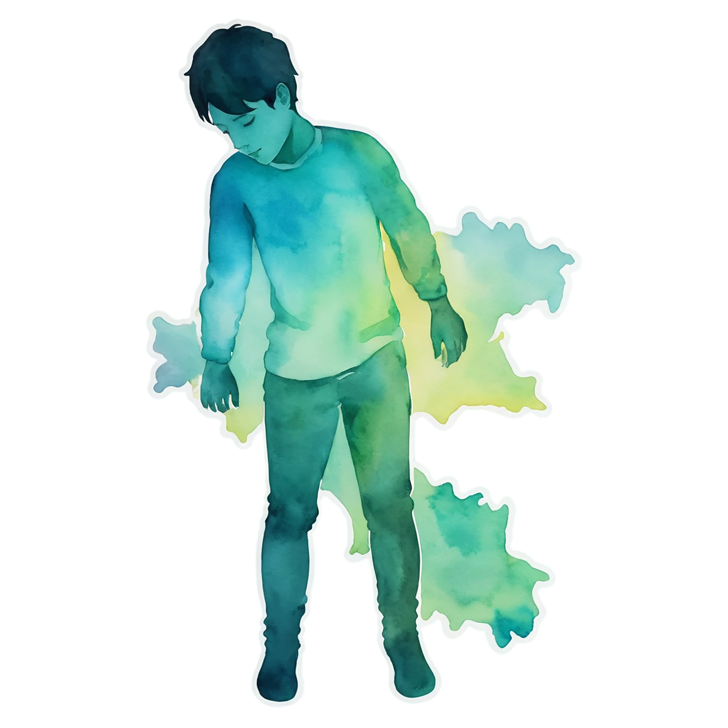 Boy watercolor sticker isolated on transparent background #13419