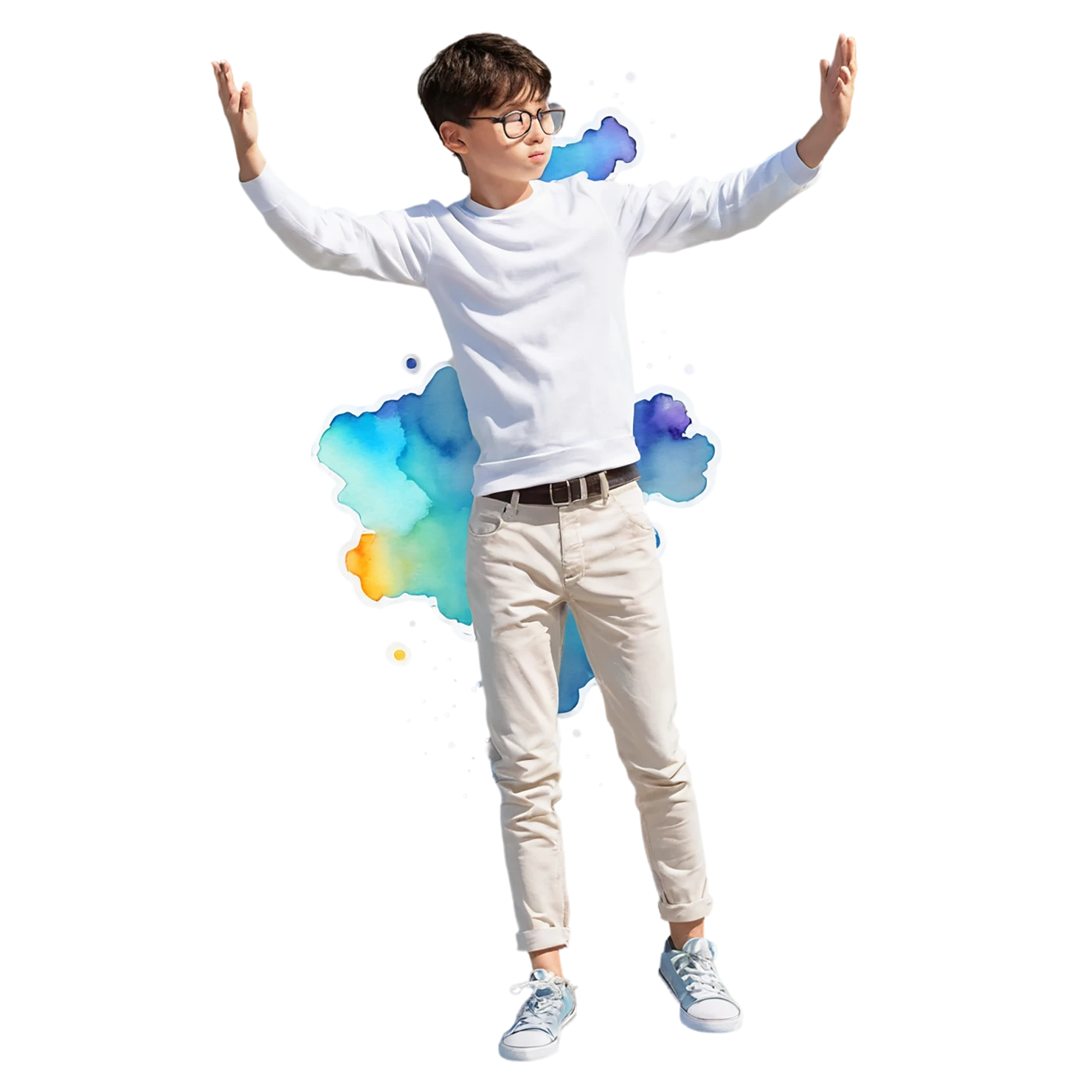 Boy watercolor sticker isolated on transparent background #13421