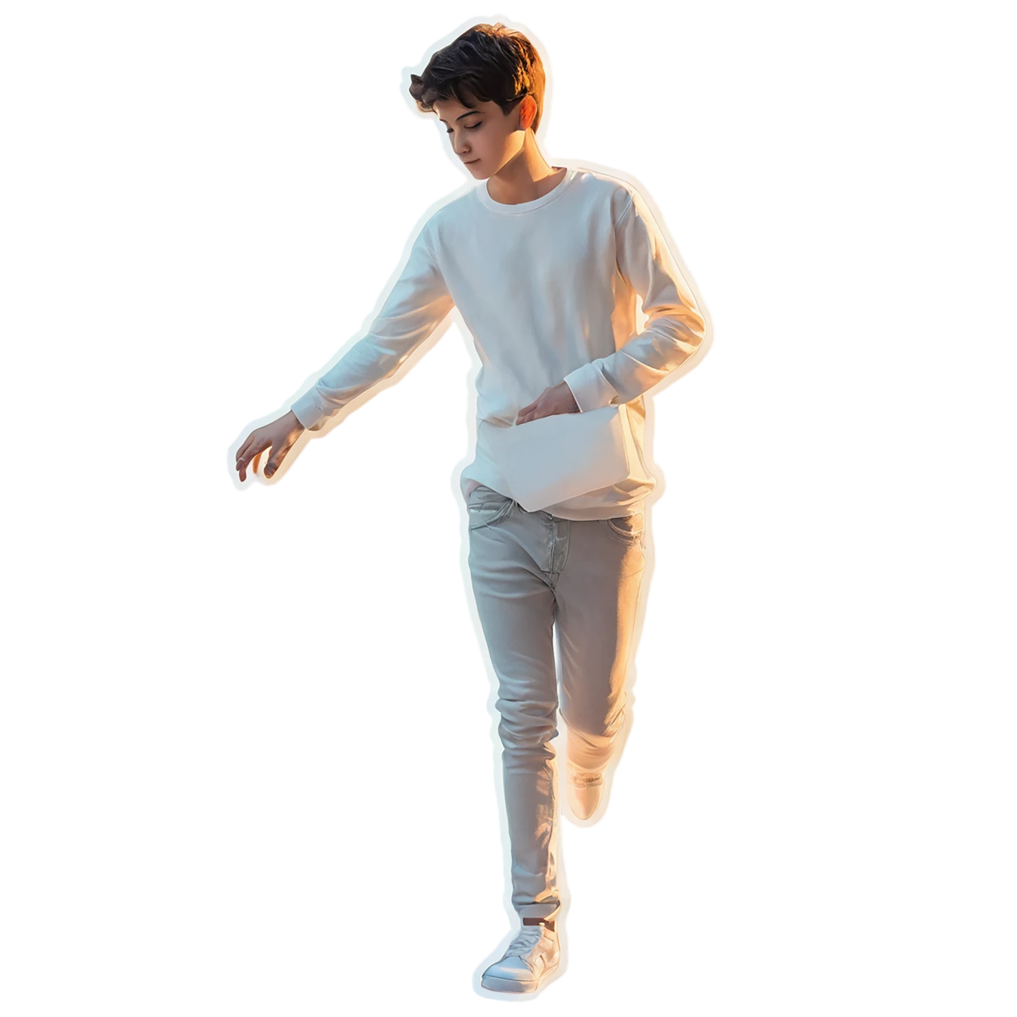 Boy watercolor sticker isolated on transparent background #13426
