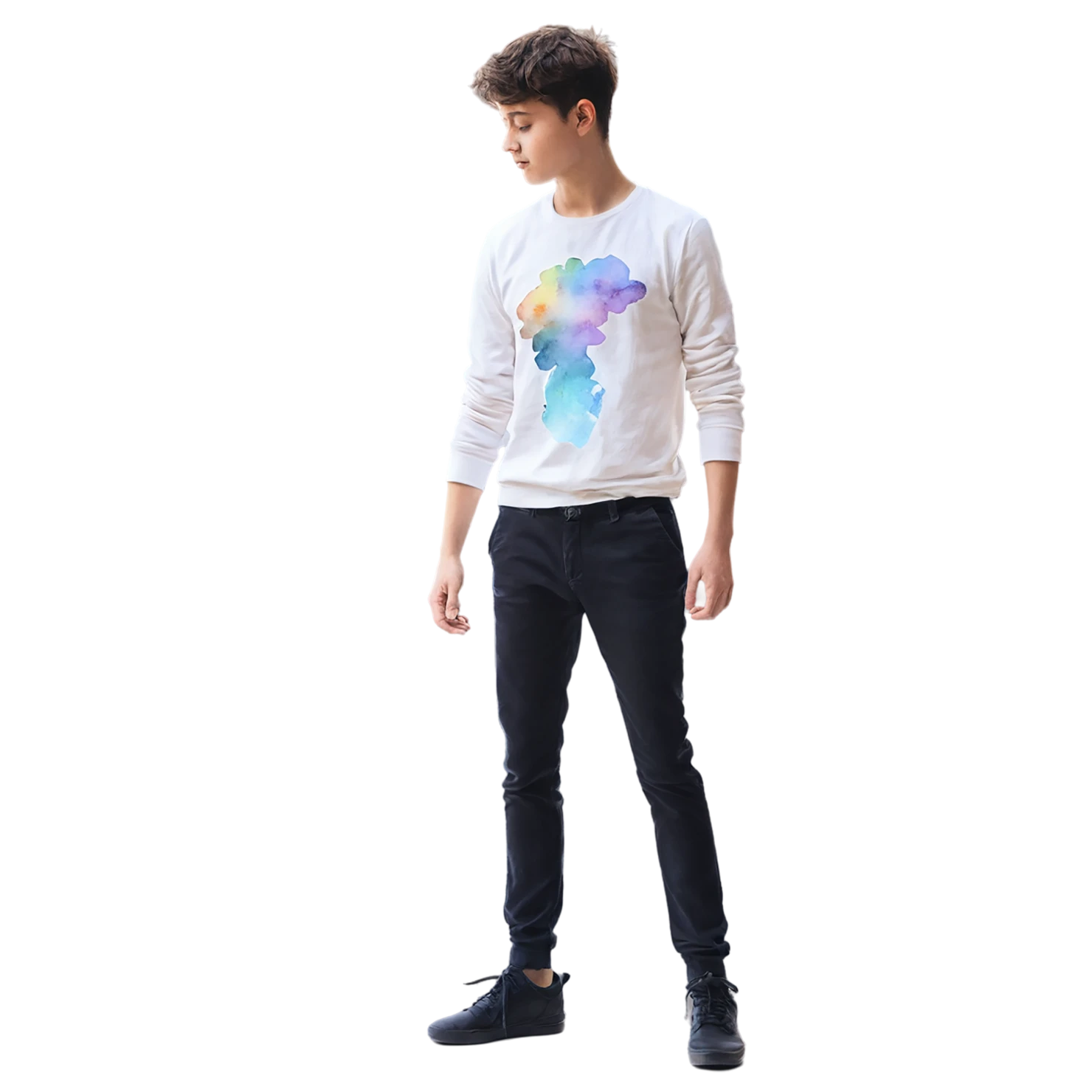 Boy watercolor sticker isolated on transparent background #13427
