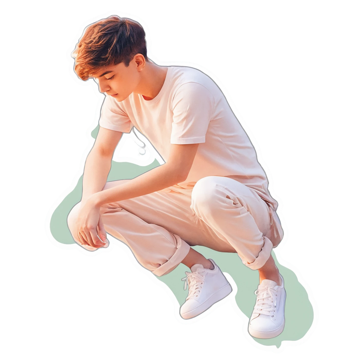 Boy watercolor sticker isolated on transparent background #13428