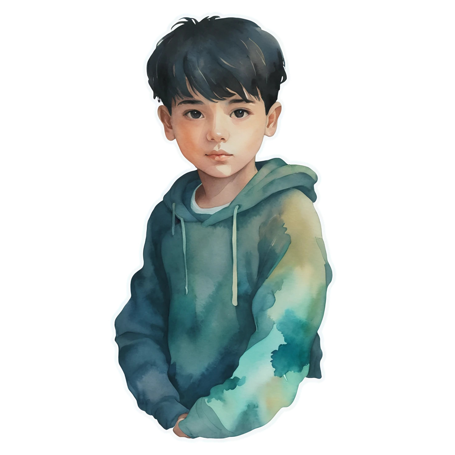 Boy watercolor sticker isolated on transparent background #13431