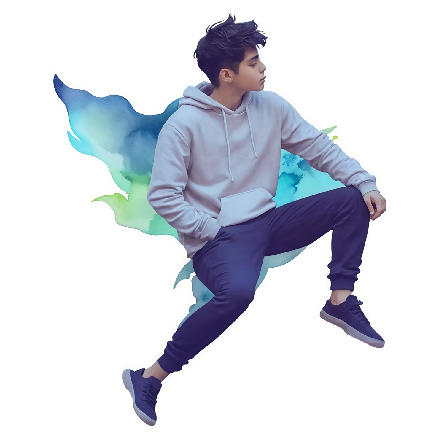 Boy watercolor sticker isolated on transparent background #13432