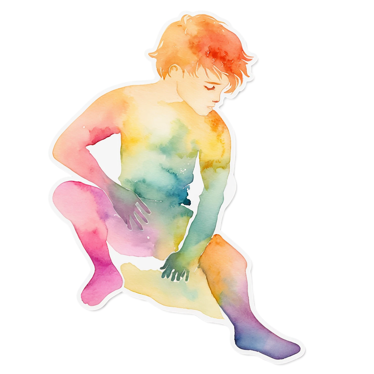 Boy watercolor sticker isolated on transparent background #13434