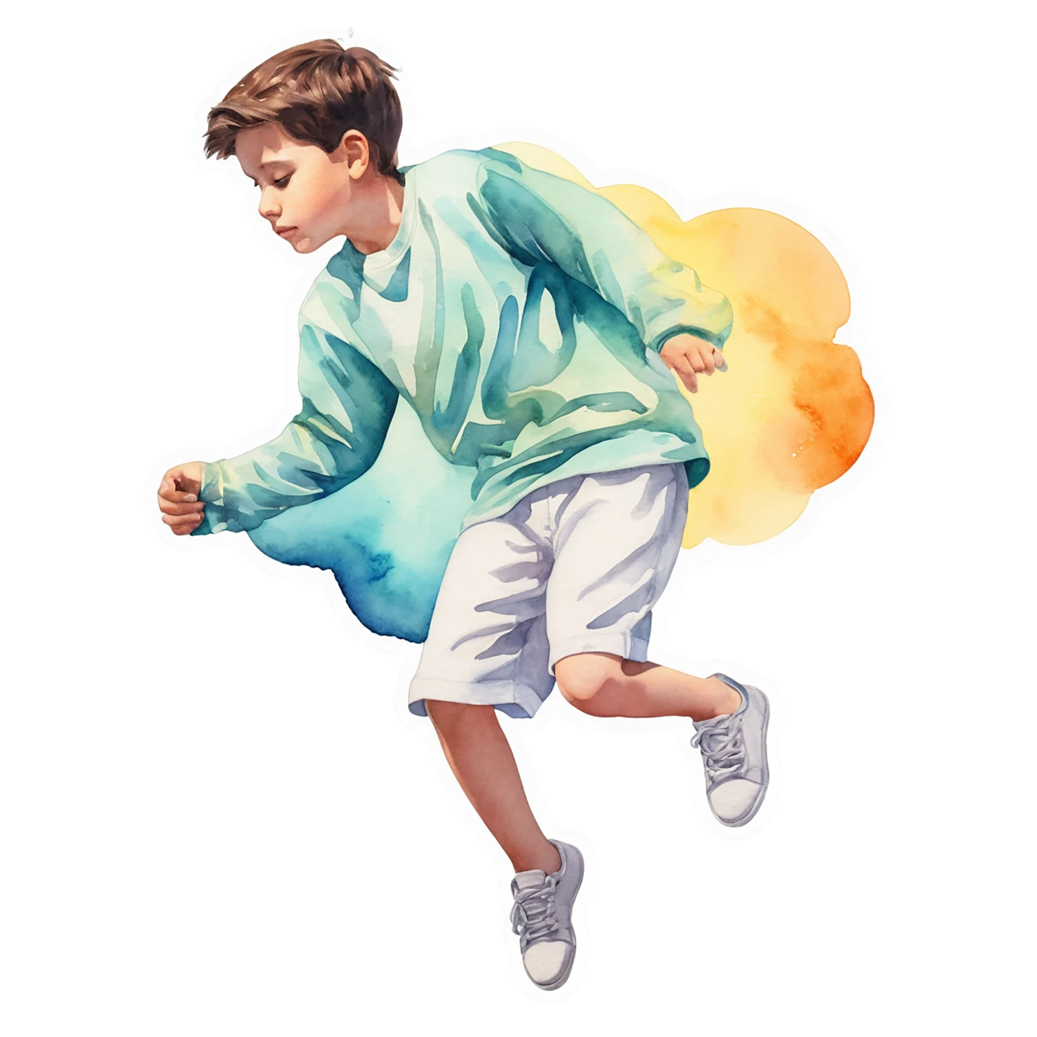 Boy watercolor sticker isolated on transparent background #13435