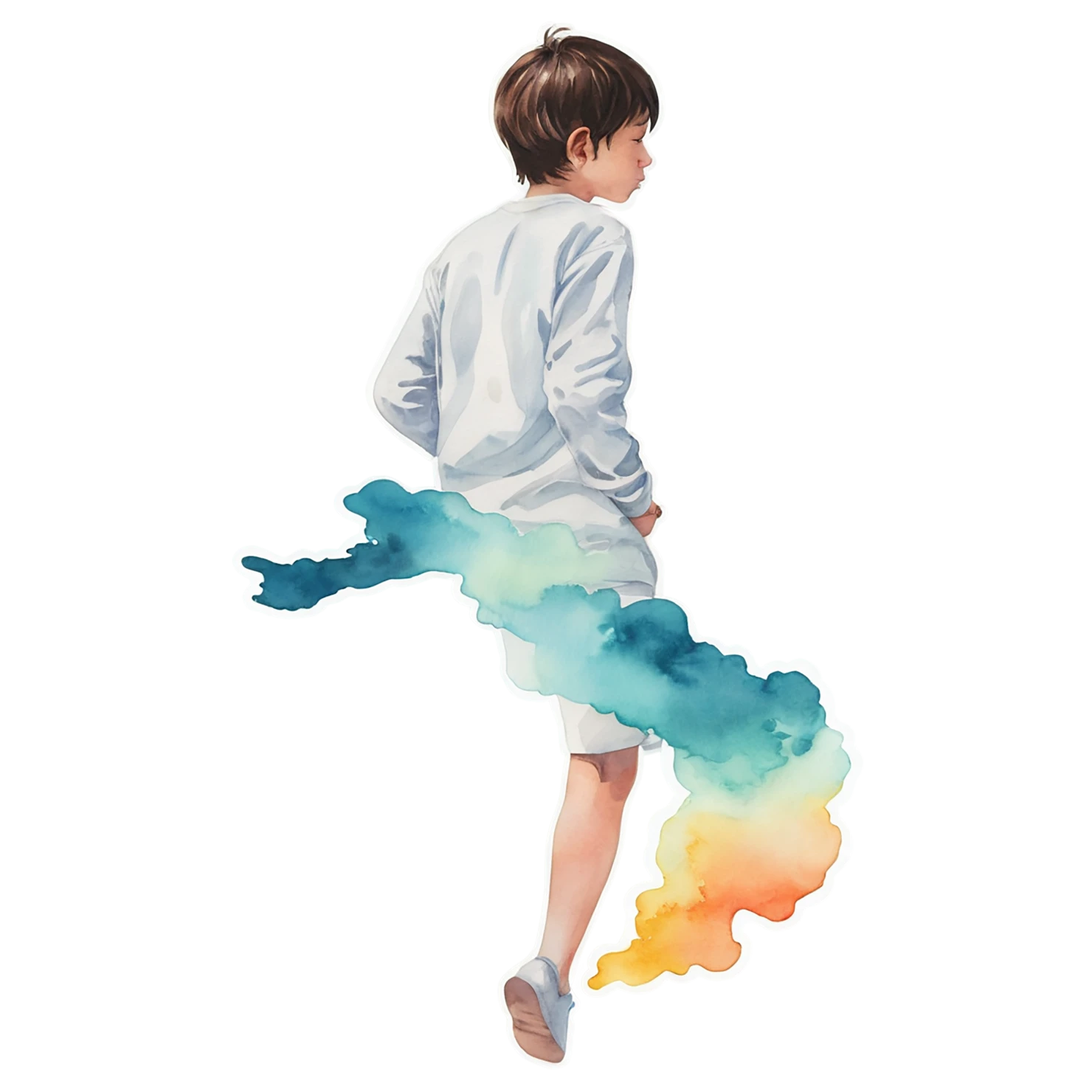 Boy watercolor sticker isolated on transparent background #13447