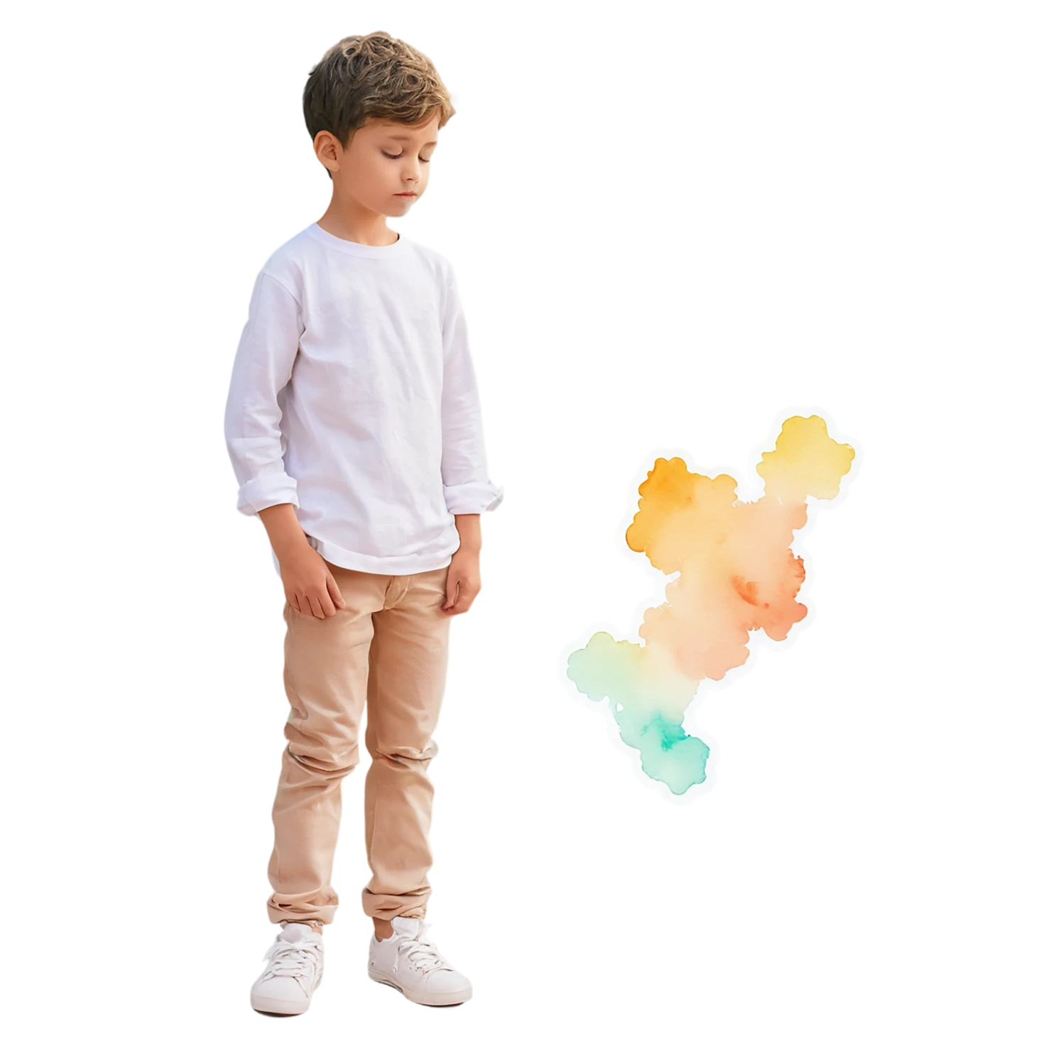 Boy watercolor sticker isolated on transparent background #13449