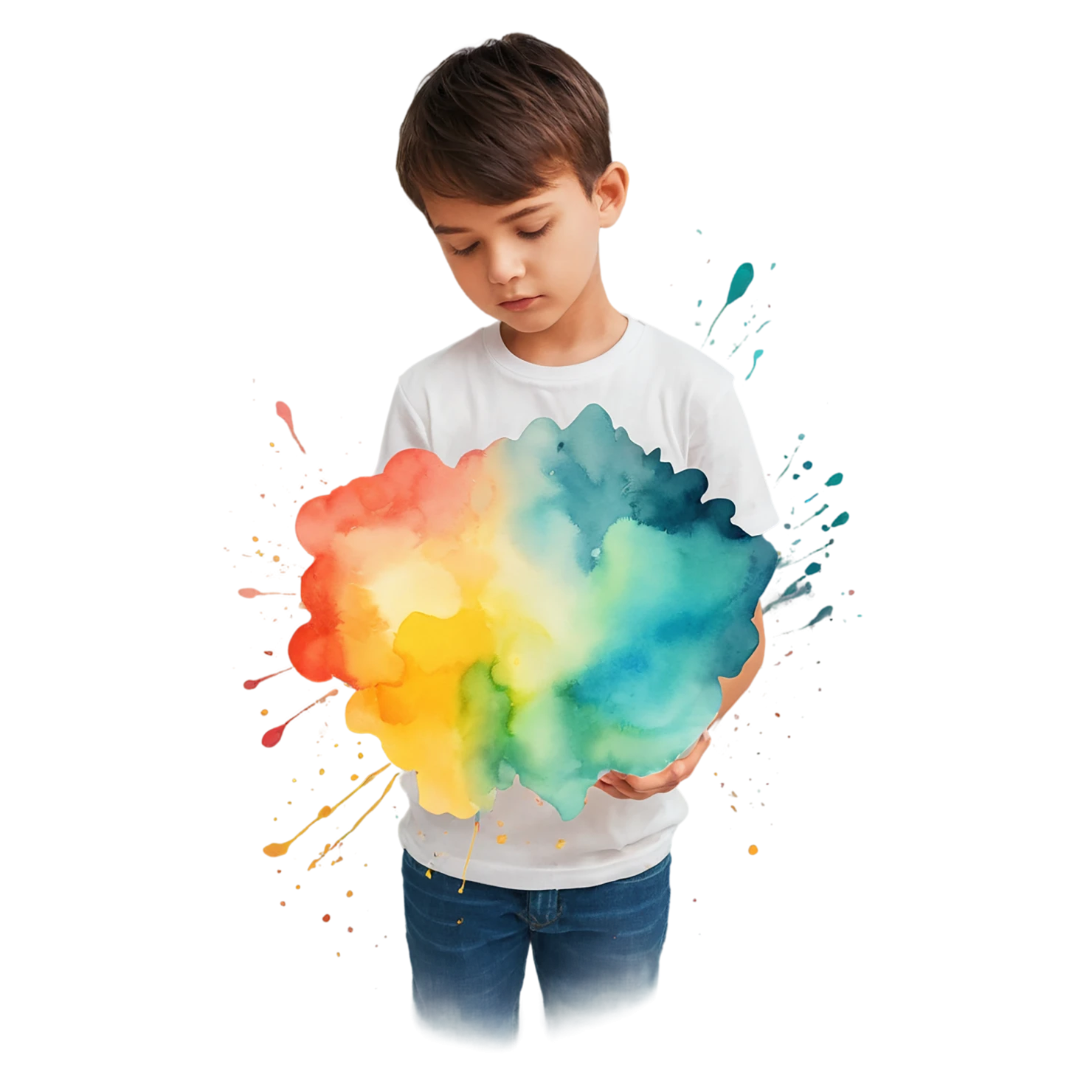 Boy watercolor sticker isolated on transparent background #13467