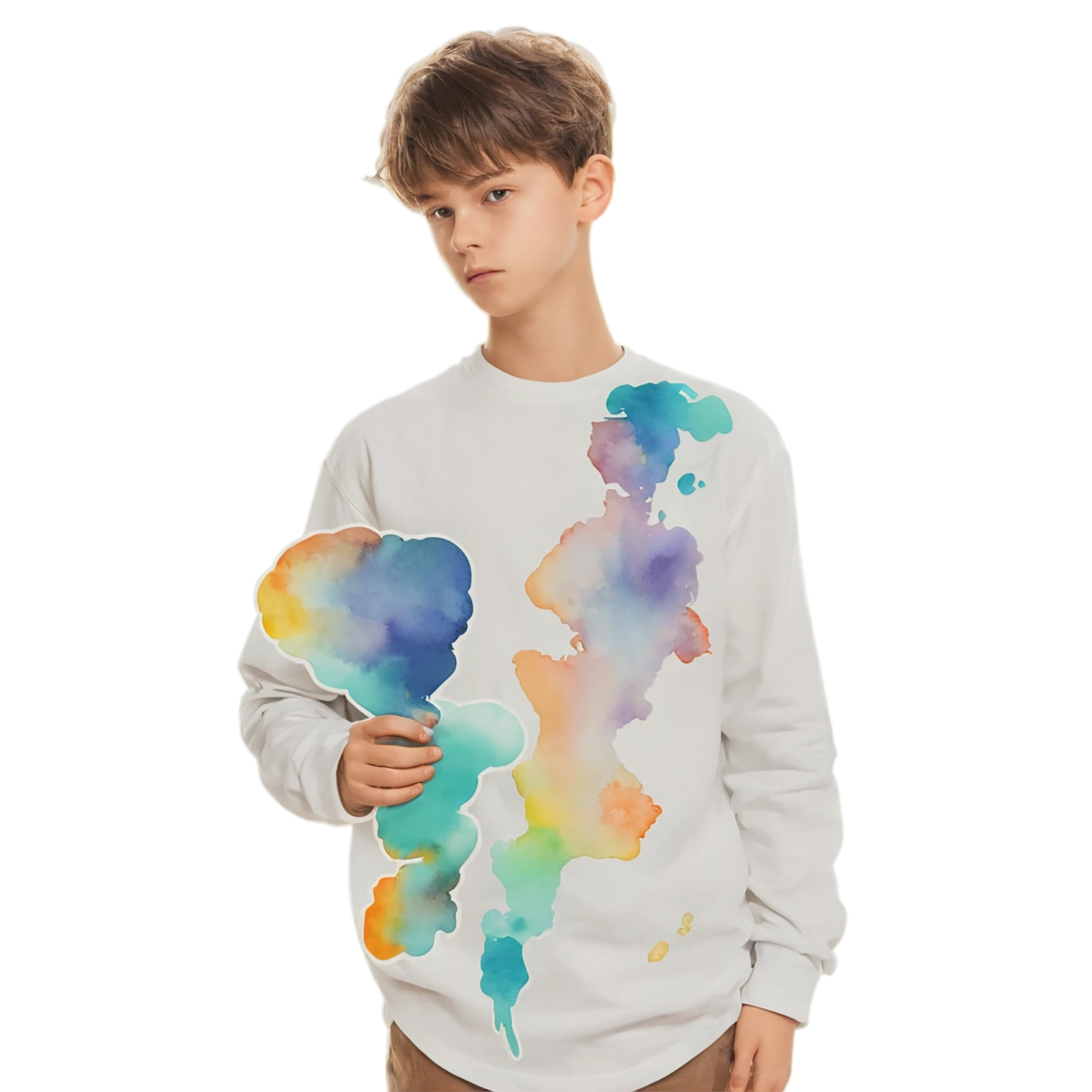 Boy watercolor sticker isolated on transparent background #13473