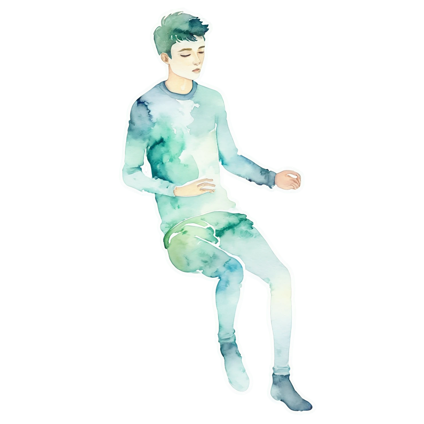 Boy watercolor sticker isolated on transparent background #13475