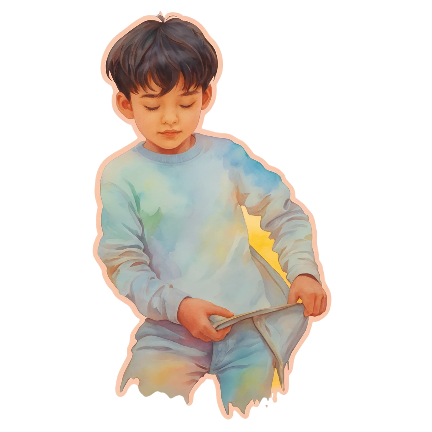 Boy watercolor sticker isolated on transparent background #13477
