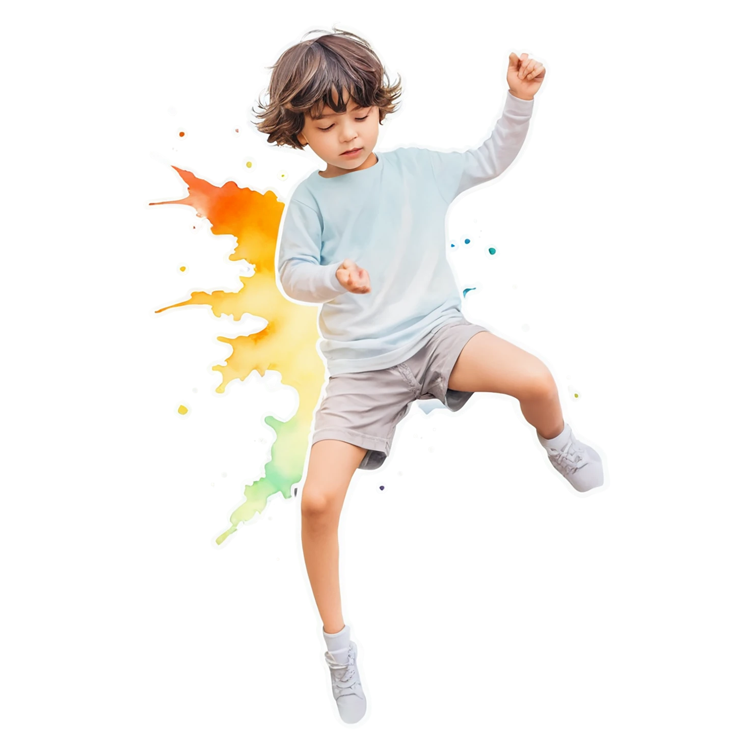 Boy watercolor sticker isolated on transparent background #13478