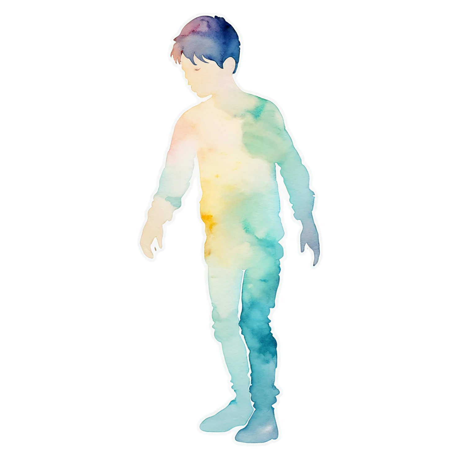Boy watercolor sticker isolated on transparent background #13479