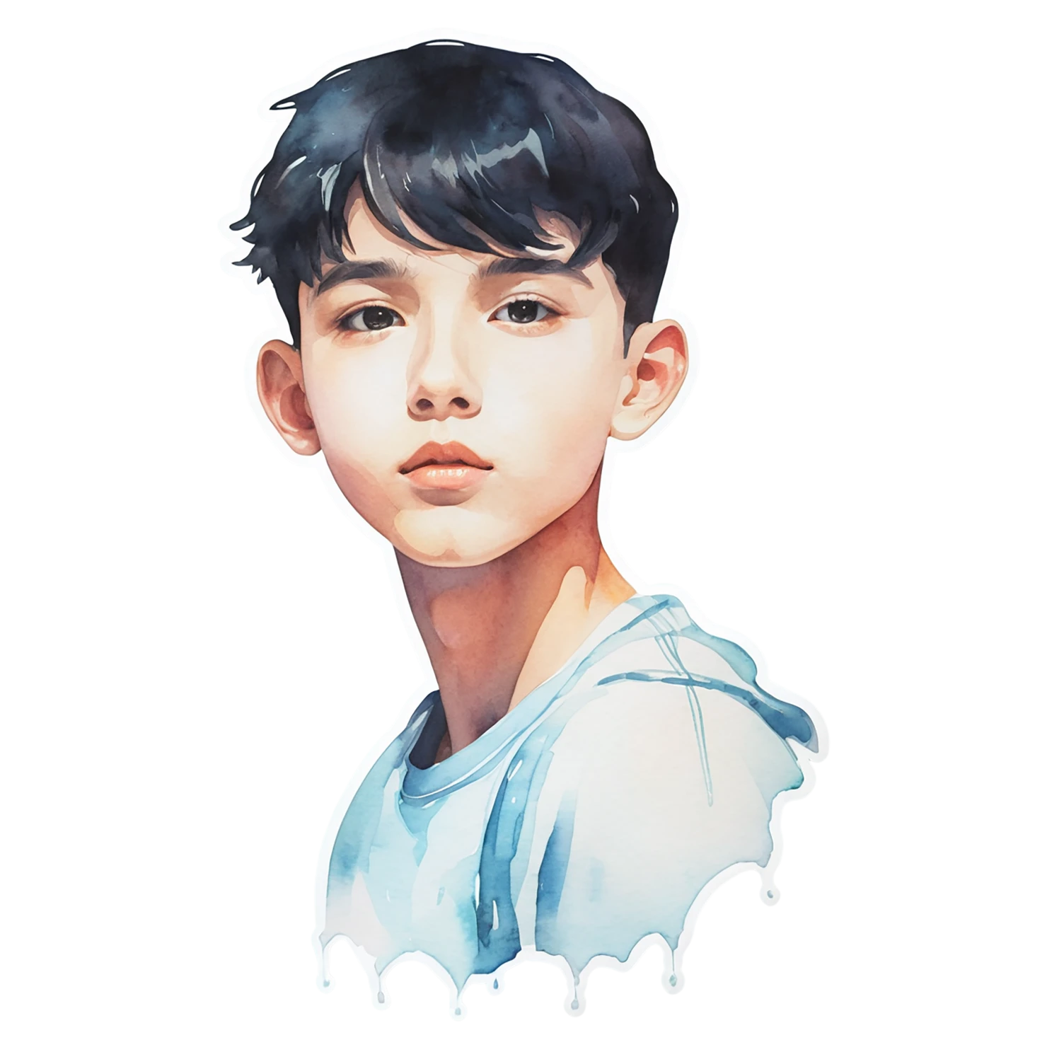 Boy watercolor sticker isolated on transparent background #13480