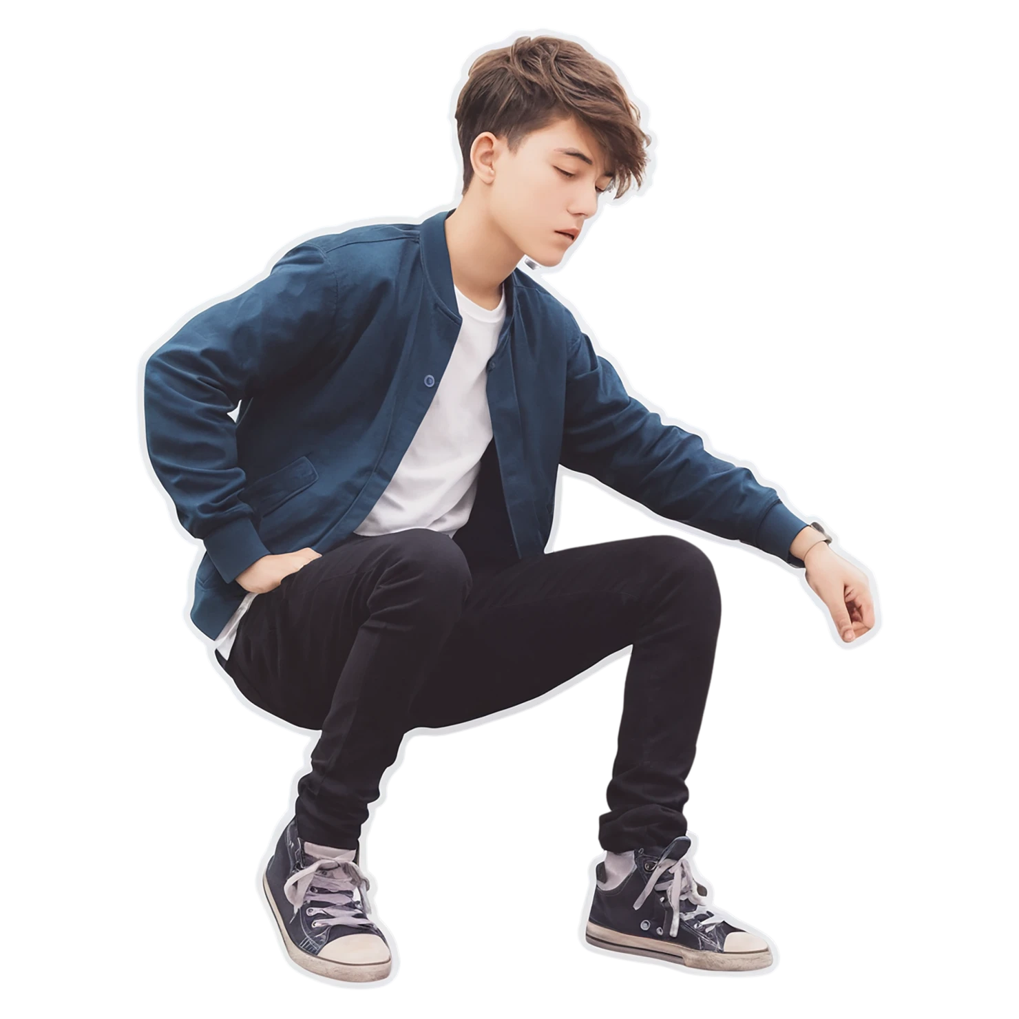 Boy watercolor sticker isolated on transparent background #13481