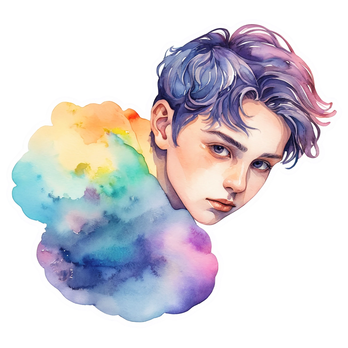 Boy watercolor sticker isolated on transparent background #13484
