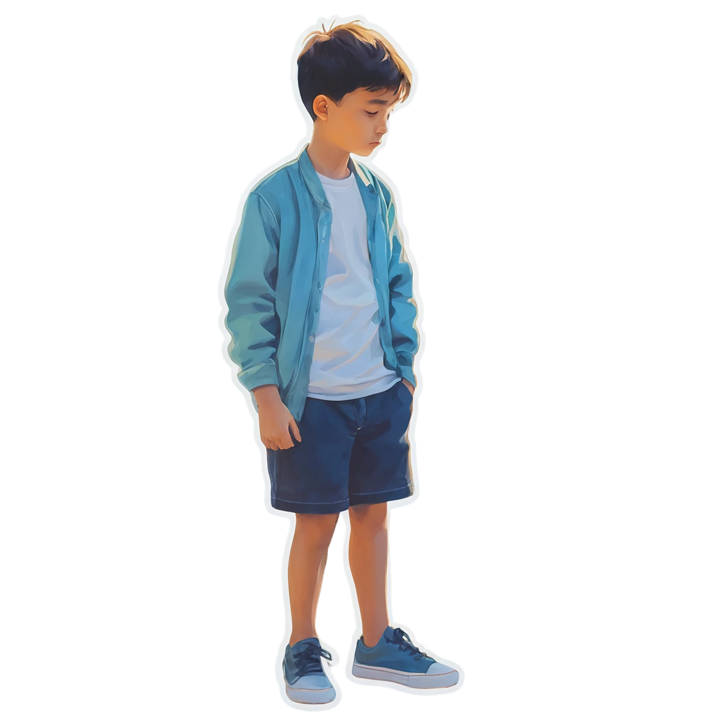 Boy watercolor sticker isolated on transparent background #13485