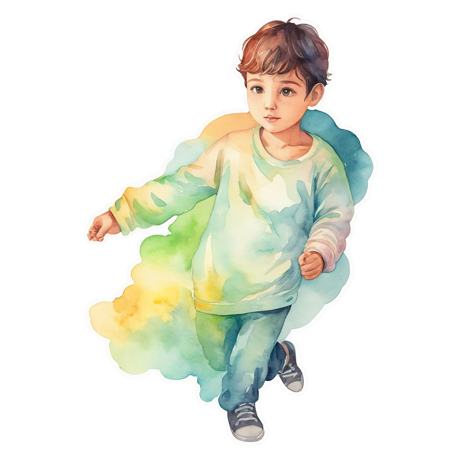 Boy watercolor sticker isolated on transparent background #13486